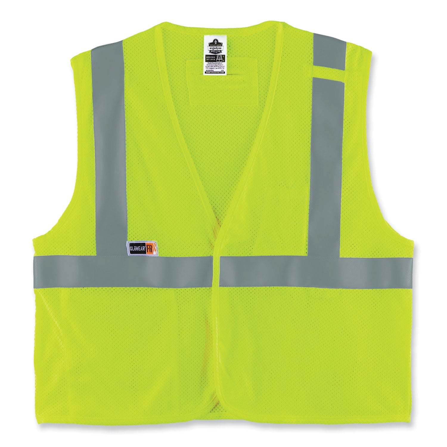 ergodyne® GloWear 8263FRHL Class 2 FR Safety Economy Hook and Loop Vest, Modacrylic Mesh/Cotton, 2X-Large/3X-Large, Lime