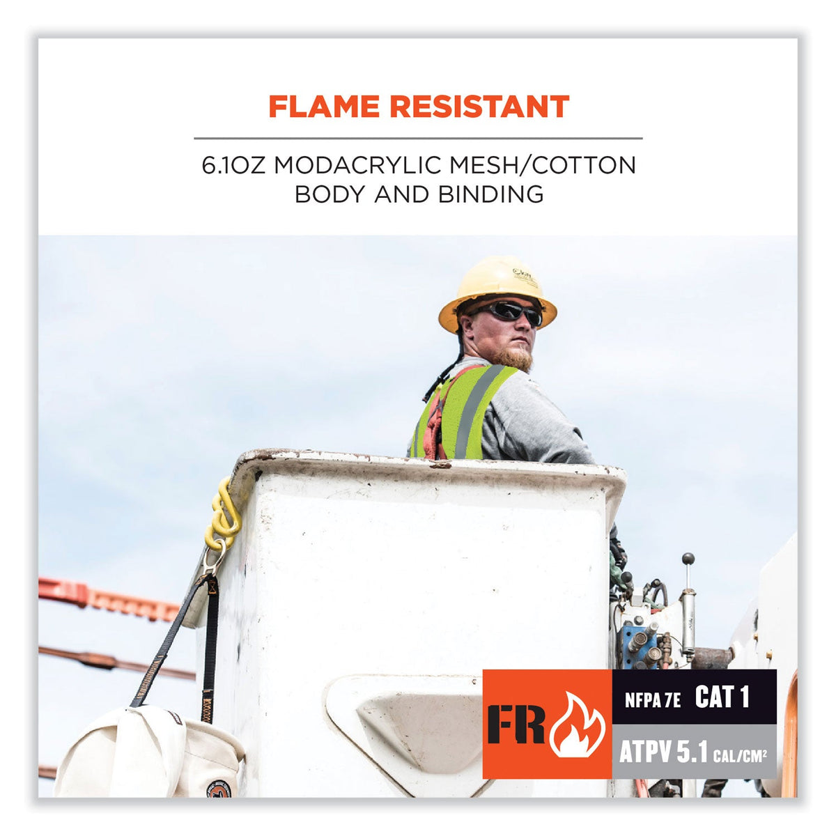ergodyne® GloWear 8263FRHL Class 2 FR Safety Economy Hook and Loop Vest, Modacrylic Mesh/Cotton, 4X-Large/5X-Large, Lime