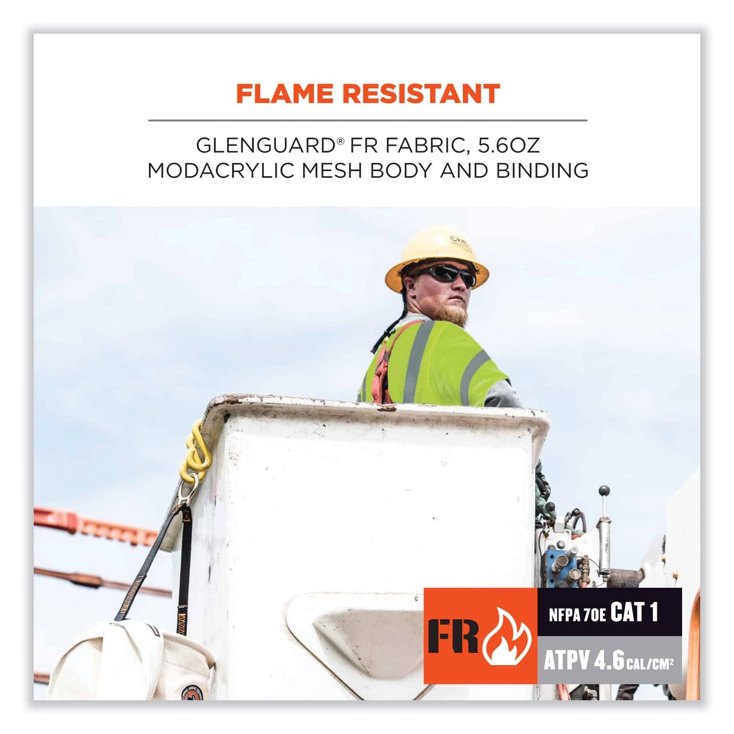 ergodyne® GloWear 8356FRHL Class 3 FR Hook and Loop Safety Vest with Sleeves, Modacrylic, Large/X-Large, Lime