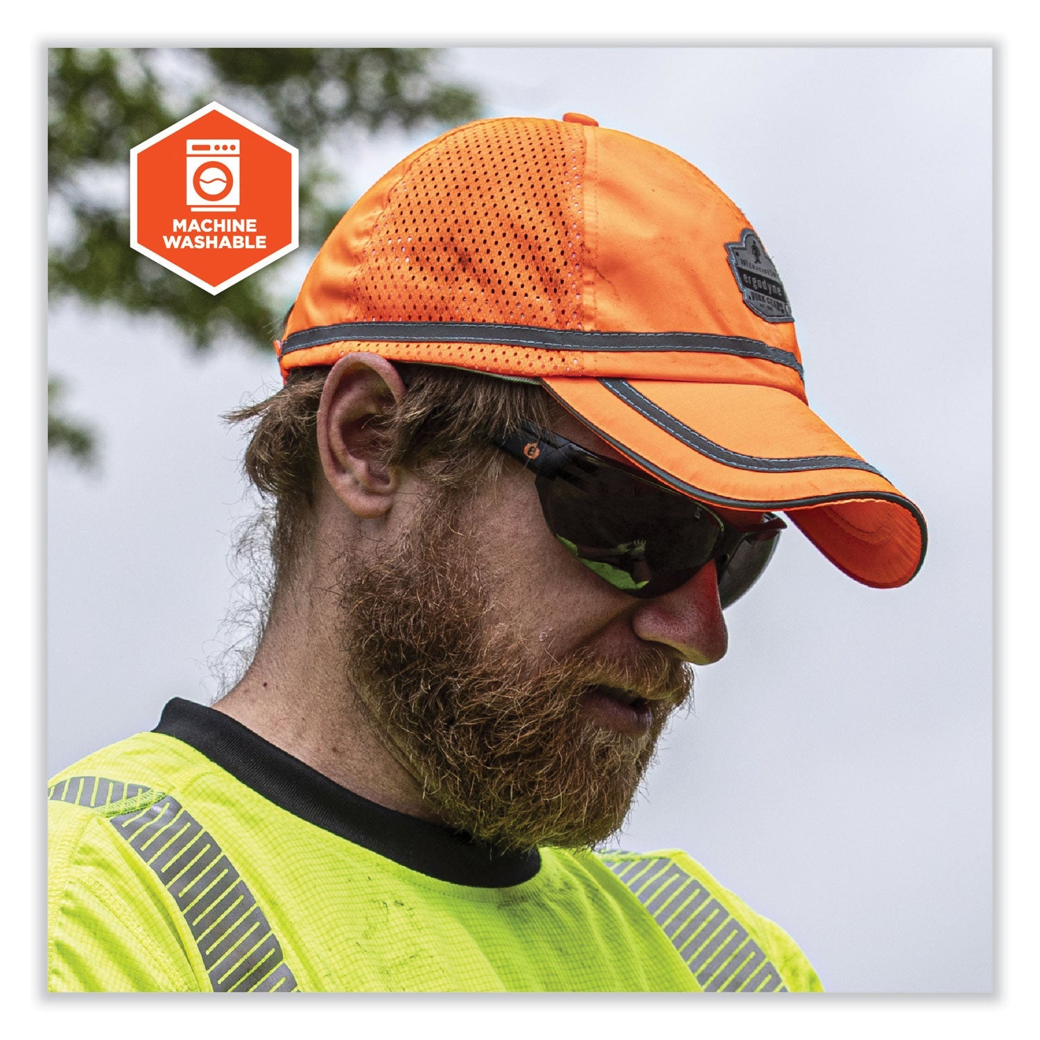 ergodyne® GloWear 8930 Hi-Vis Baseball Cap, Polyester, One Size Fits Most, Orange
