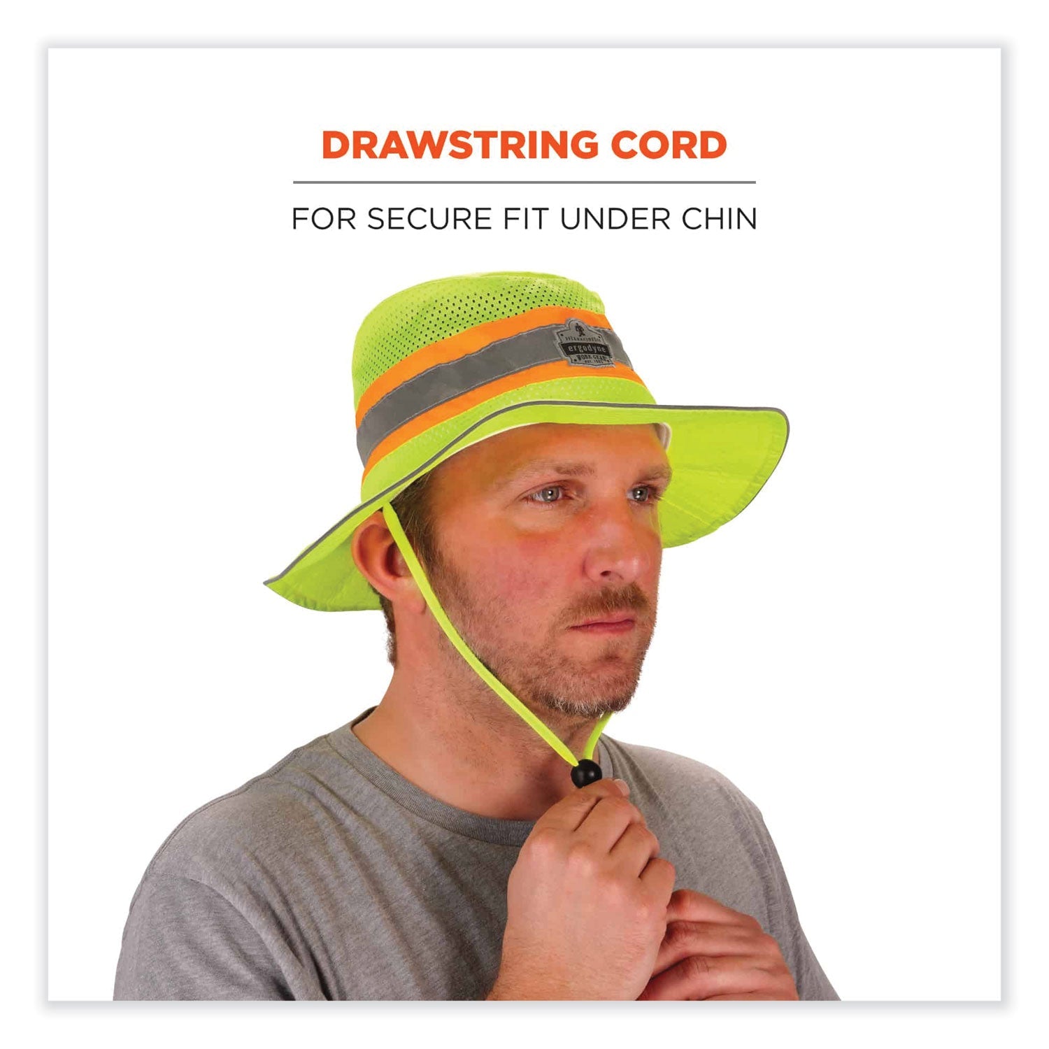 ergodyne® GloWear 8935 Hi-Vis Ranger Sun Hat, Polyester, Small/Medium, Lime