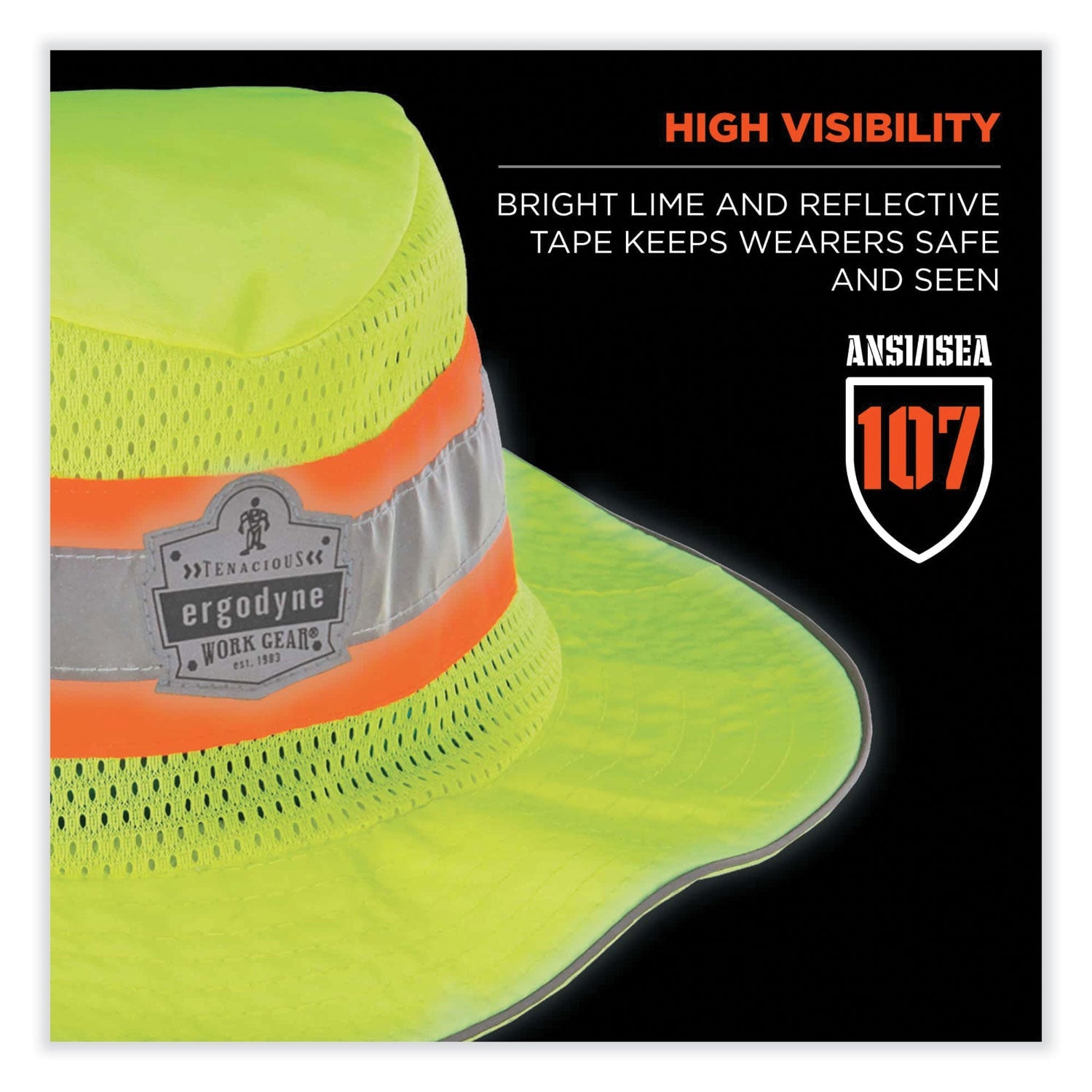 ergodyne® GloWear 8935 Hi-Vis Ranger Sun Hat, Polyester, 2X-Large/3X-Large, Lime