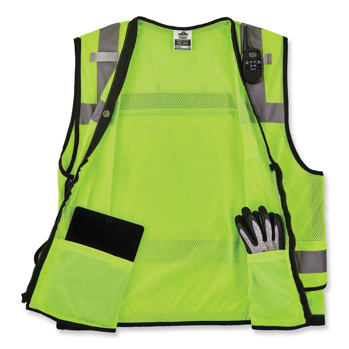 ergodyne® GloWear 8253HDZ Class 2 Heavy-Duty Mesh Surveyors Vest, Polyester, Large/X-Large, Lime