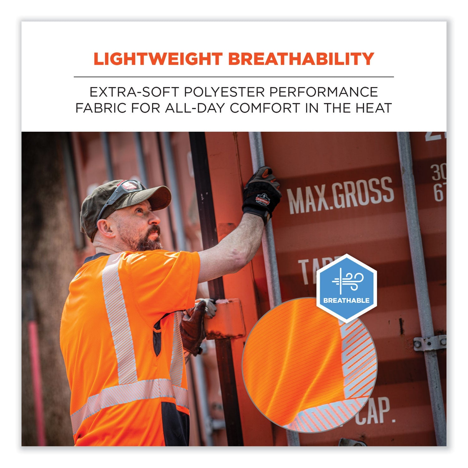 ergodyne® GloWear 8283BK Class 2 Lightweight Performance Hi-Vis T-Shirt, Polyester, 2X-Large, Orange