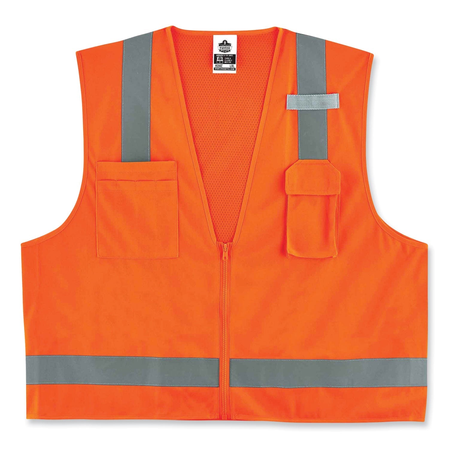 ergodyne® GloWear 8249Z Class 2 Economy Surveyors Zipper Vest, Polyester, Small/Medium, Orange