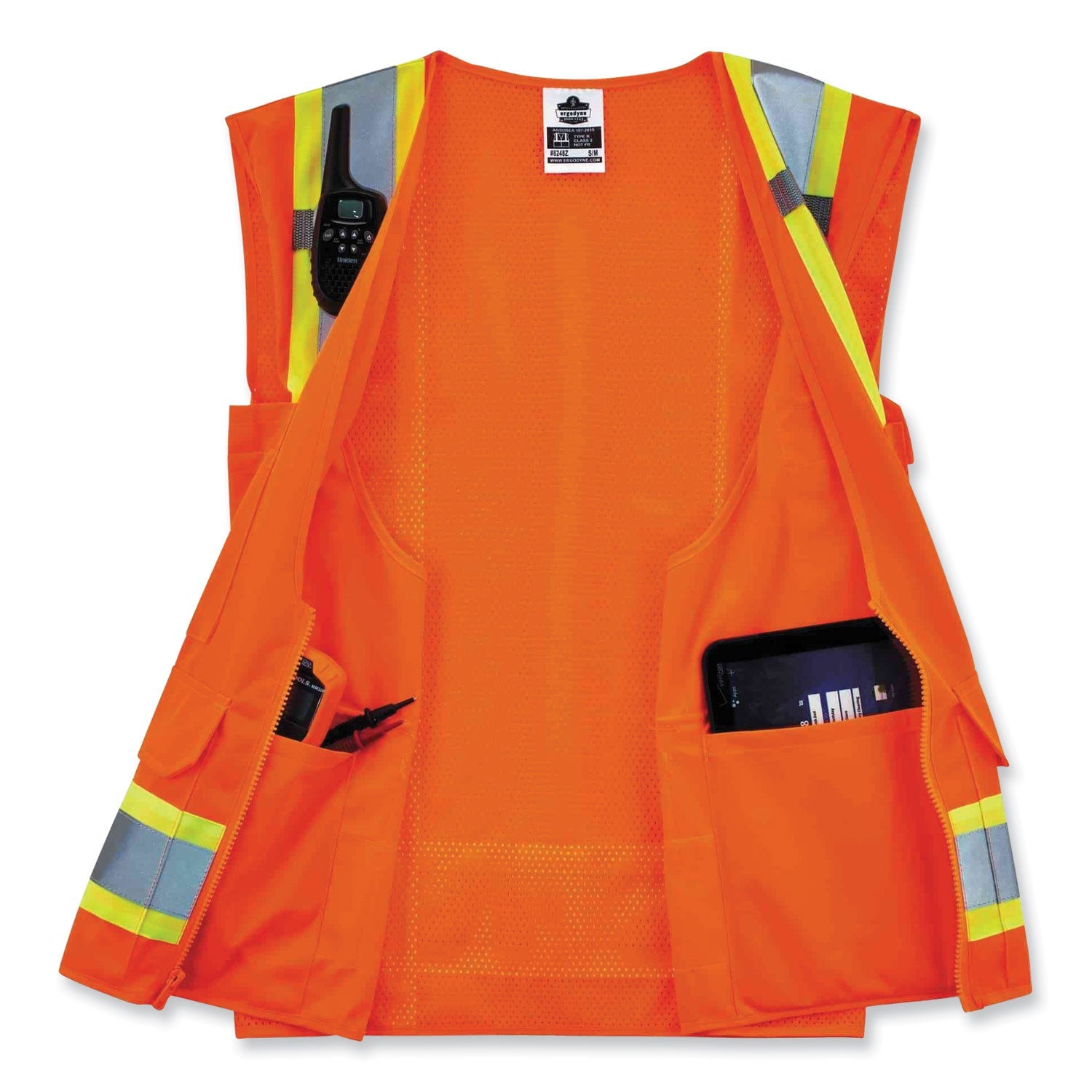 ergodyne® GloWear 8248Z Class 2 Two-Tone Surveyors Zipper Vest, Polyester, Large/X-Large, Orange