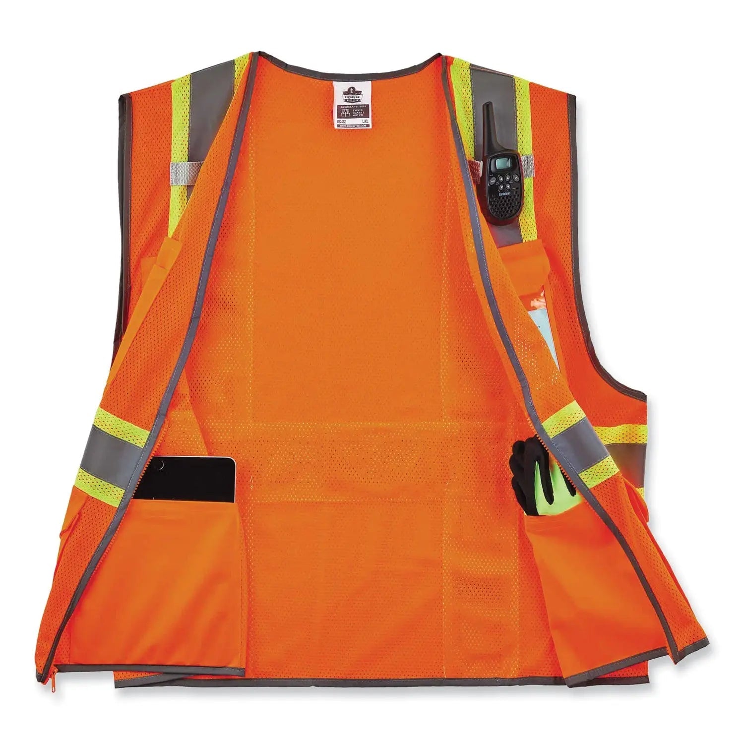 ergodyne® GloWear 8246Z Class 2 Two-Tone Mesh Reflective Binding Zipper Vest, Polyester, 4X-Large/5X-Large, Orange