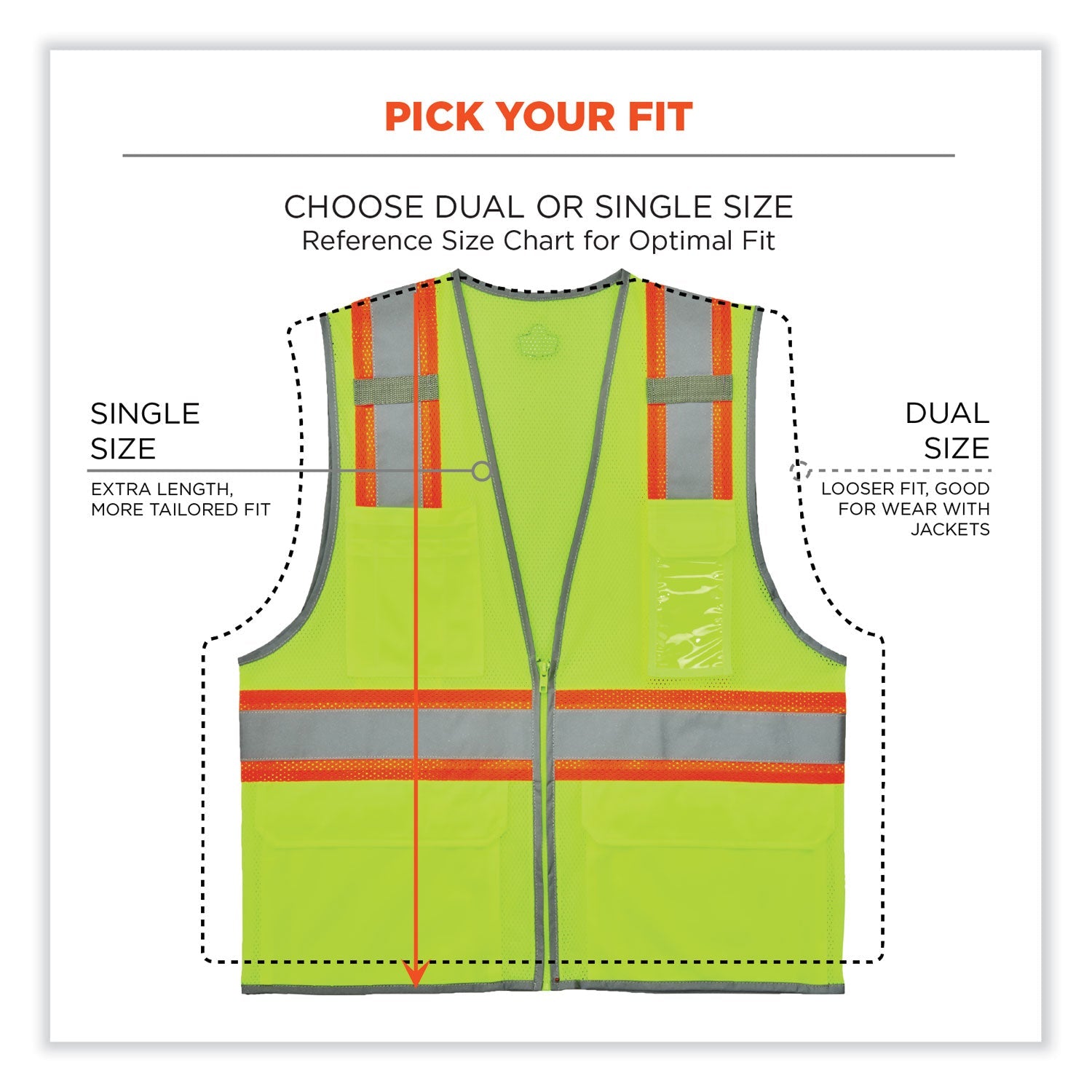 ergodyne® GloWear 8246Z Class 2 Two-Tone Mesh Reflective Binding Zipper Vest, Polyester, 2X-Large/3X-Large, Lime