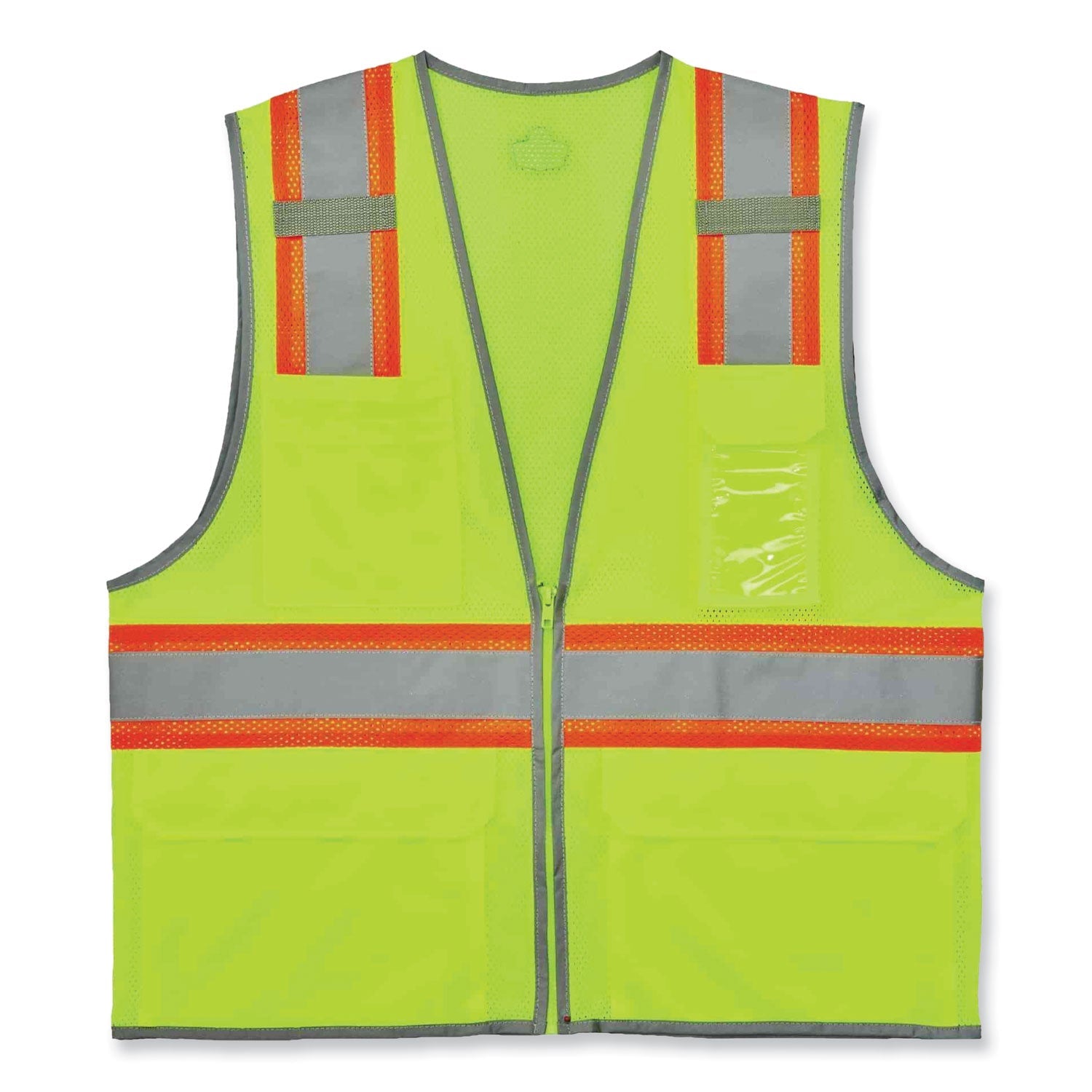 ergodyne® GloWear 8246Z Class 2 Two-Tone Mesh Reflective Binding Zipper Vest, Polyester, 4X-Large/5X-Large, Lime