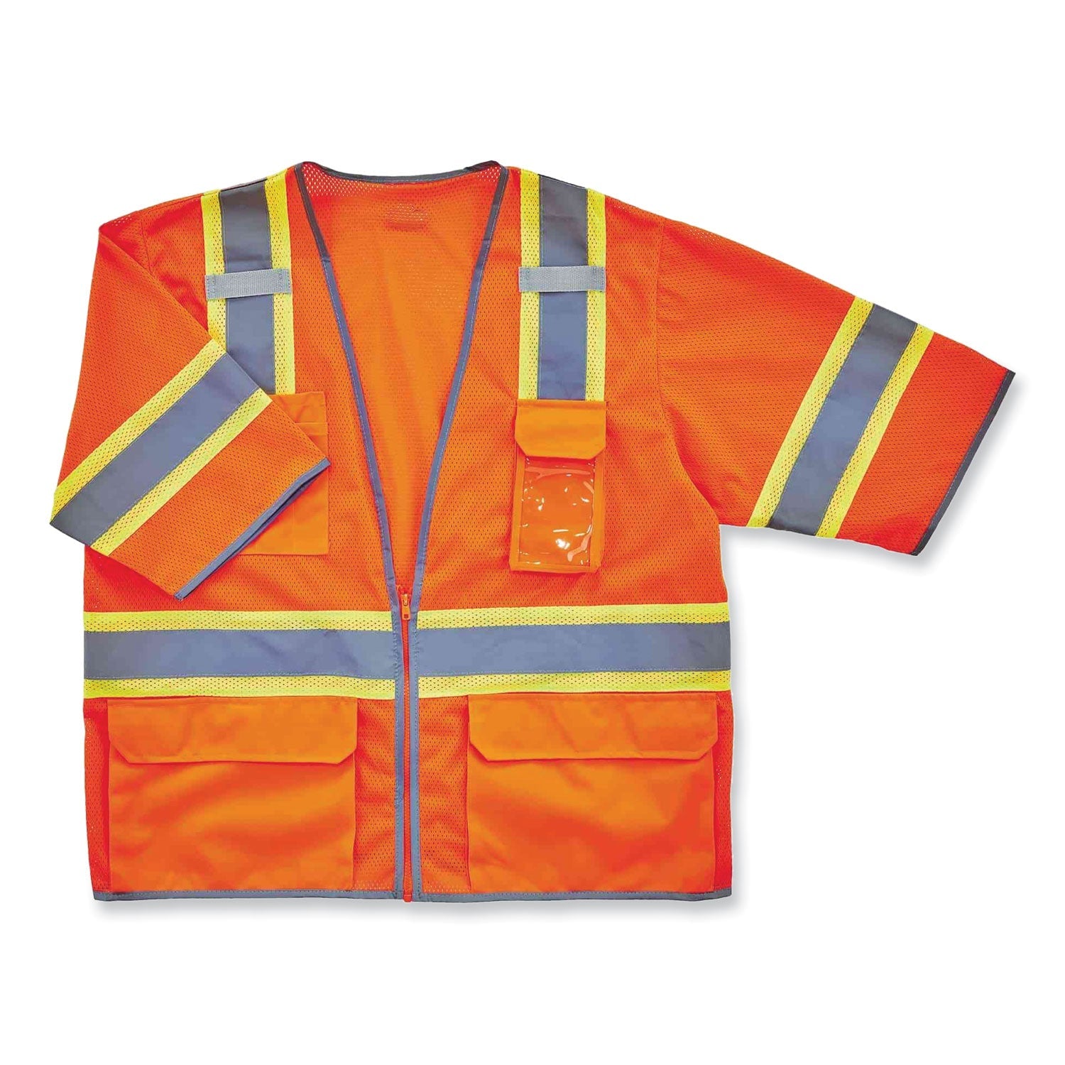 ergodyne® GloWear 8346Z Class 3 Two-Tone Hi-Vis Surveyor Zipper Vest, Small/Medium, Orange