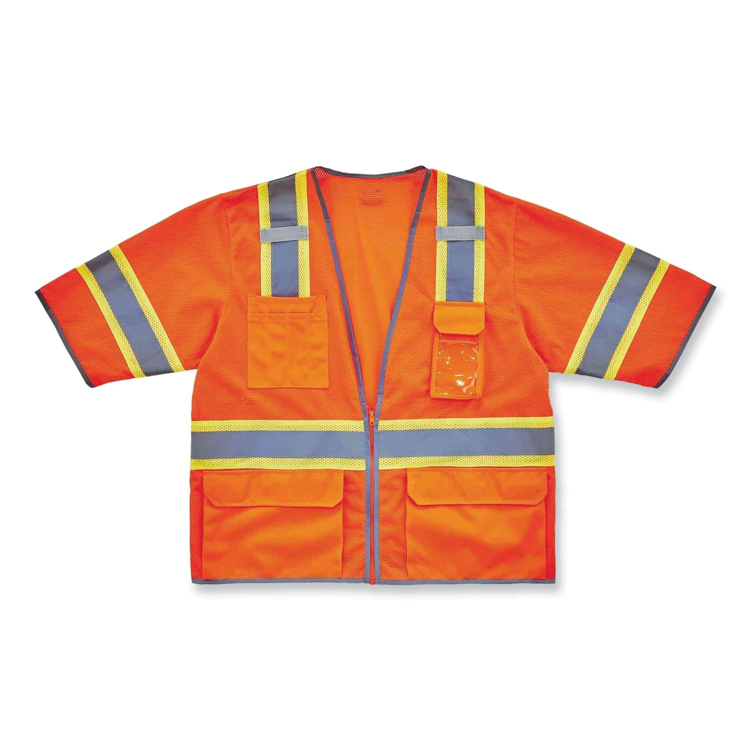 ergodyne® GloWear 8346Z Class 3 Two-Tone Hi-Vis Surveyor Zipper Vest, 4X-Large/5X-Large, Orange