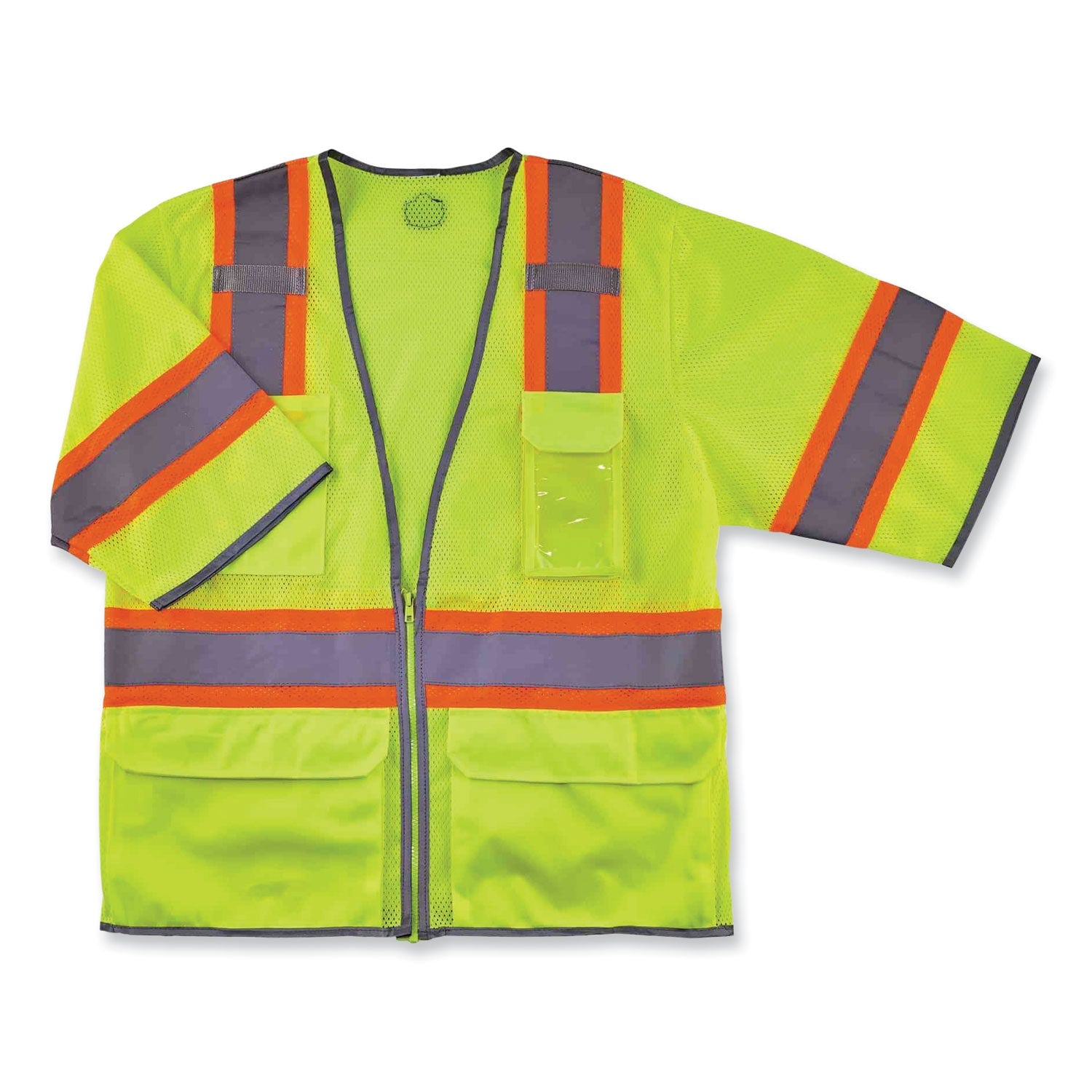 ergodyne® GloWear 8346Z Class 3 Two-Tone Hi-Vis Surveyor Zipper Vest, Small/Medium, Lime