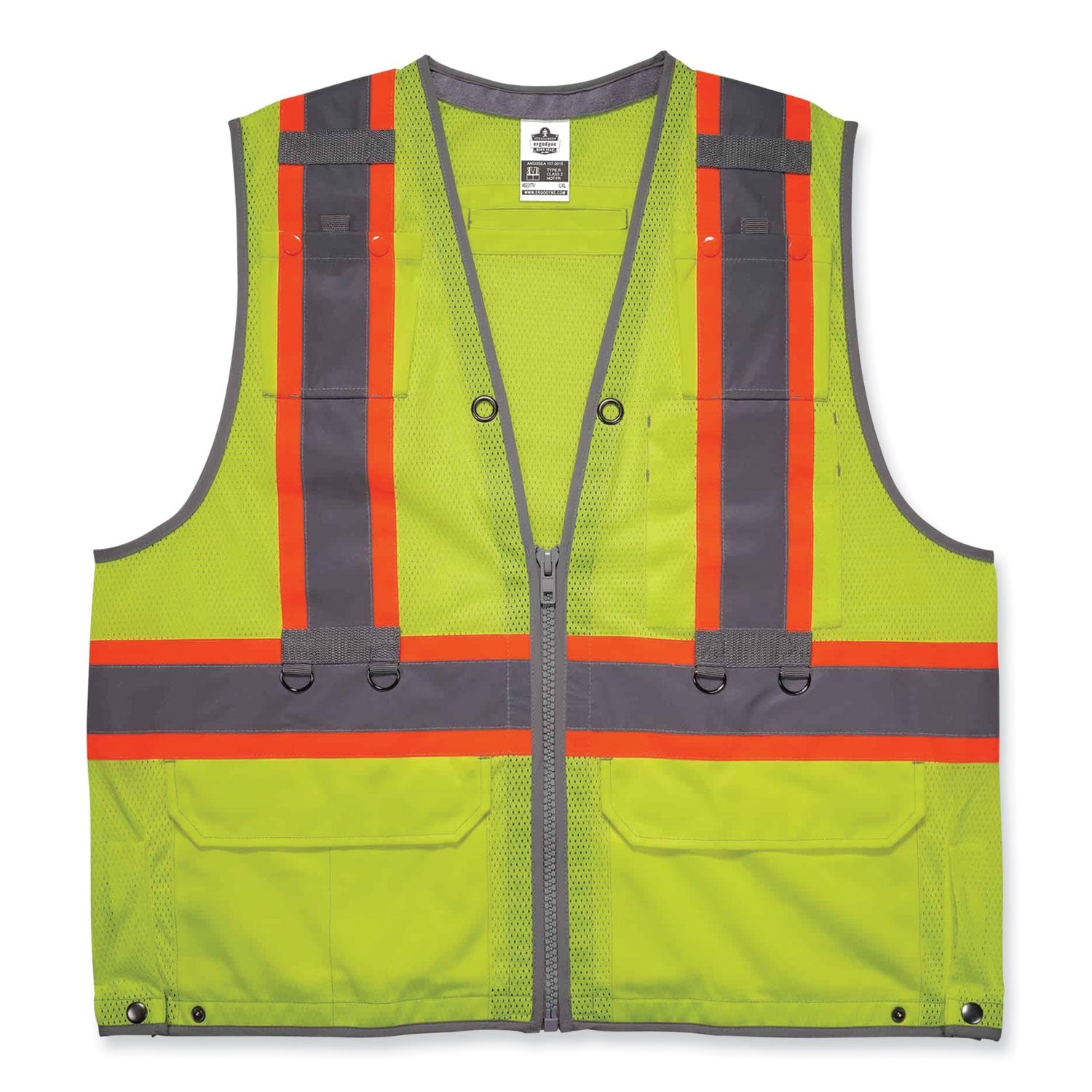 ergodyne® GloWear 8231TV Class 2 Hi-Vis Tool Tethering Safety Vest, Polyester, Small/Medium, Lime