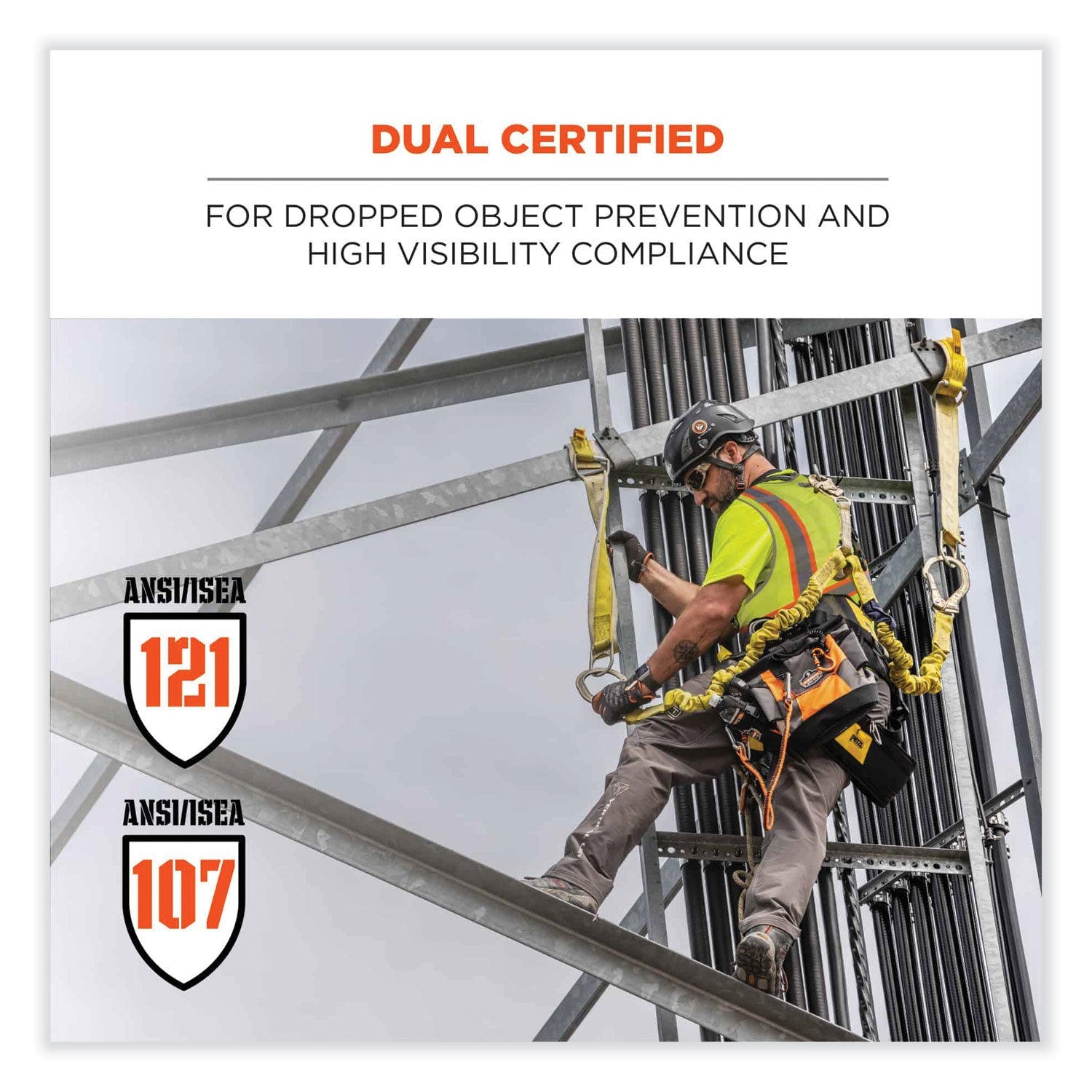 ergodyne® GloWear 8231TV Class 2 Hi-Vis Tool Tethering Safety Vest, Polyester, 2X-Large/3X-Large, Lime