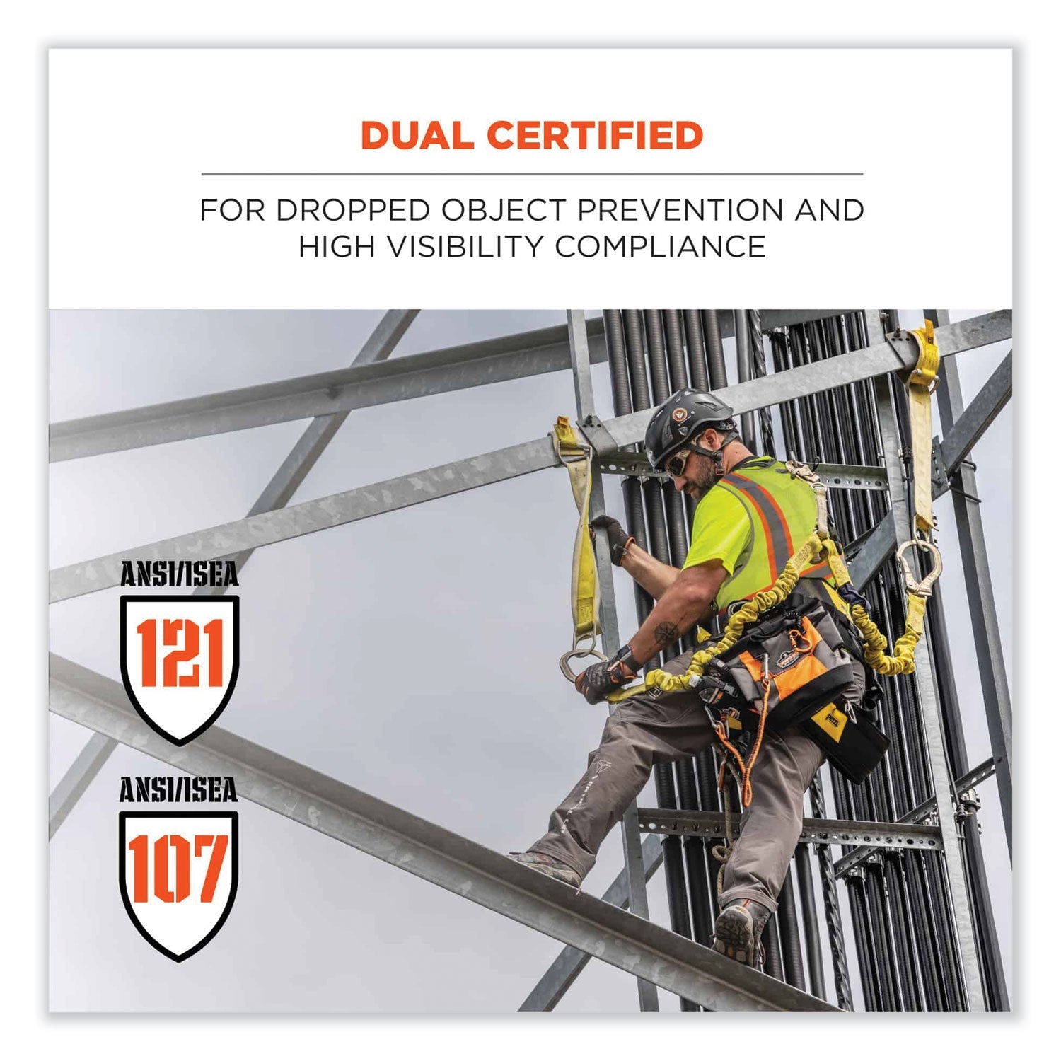 ergodyne® GloWear 8231TV Class 2 Hi-Vis Tool Tethering Safety Vest, Polyester, 4X-Large/5X-Large, Lime