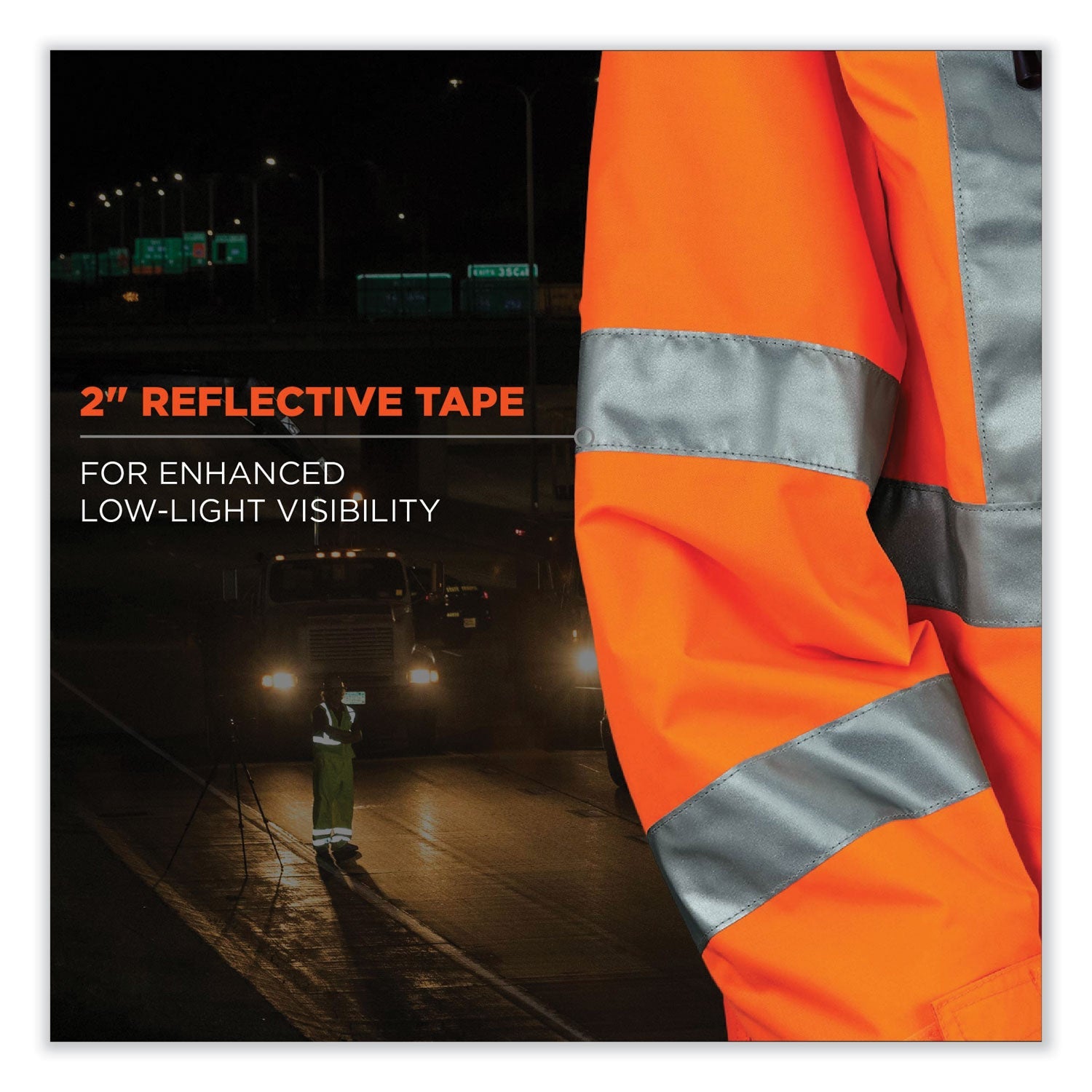 ergodyne® GloWear 8365 Class 3 Hi-Vis Rain Jacket, Polyester, Small, Orange