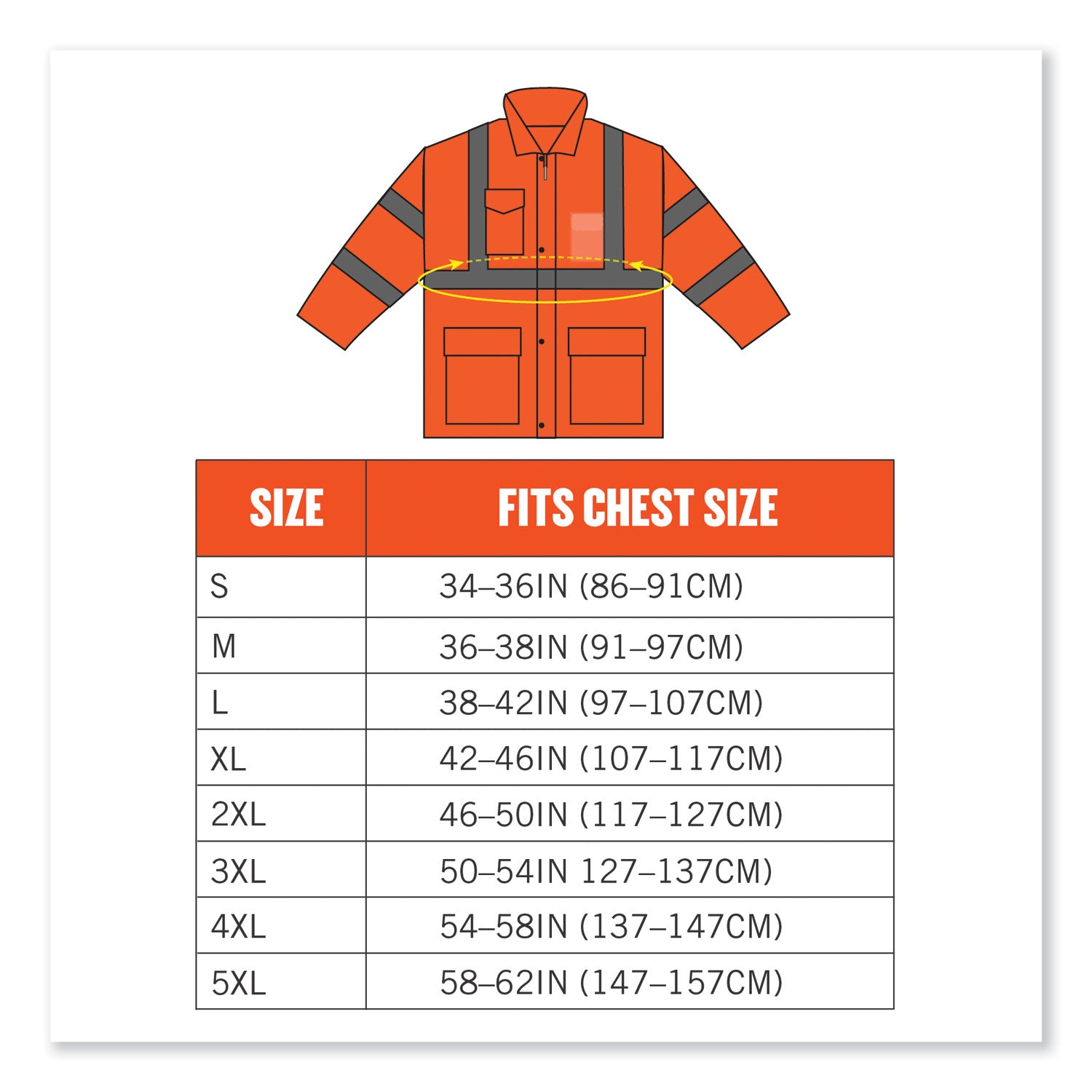 ergodyne® GloWear 8365 Class 3 Hi-Vis Rain Jacket, Polyester, Small, Orange