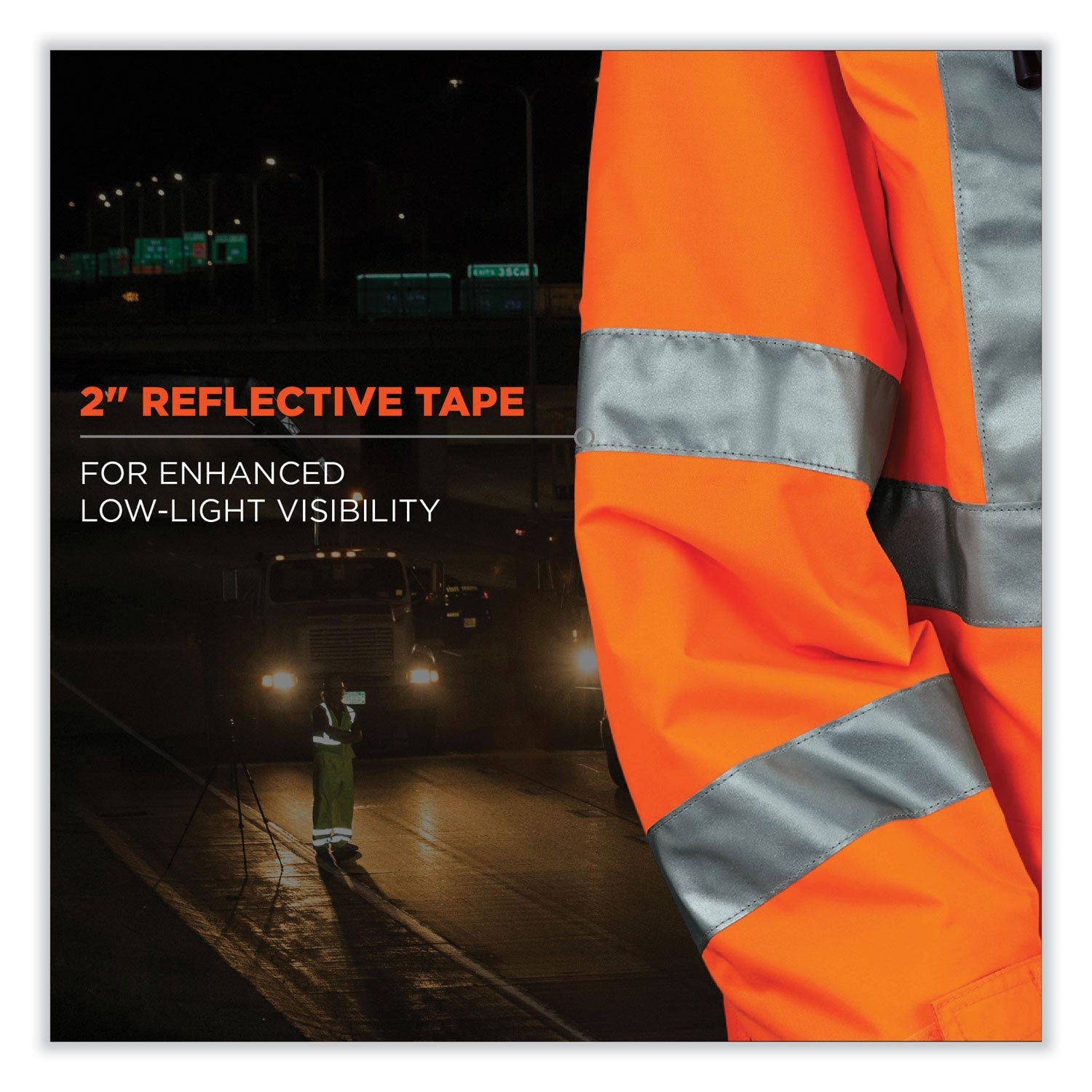 ergodyne® GloWear 8365 Class 3 Hi-Vis Rain Jacket, Polyester, Large, Orange