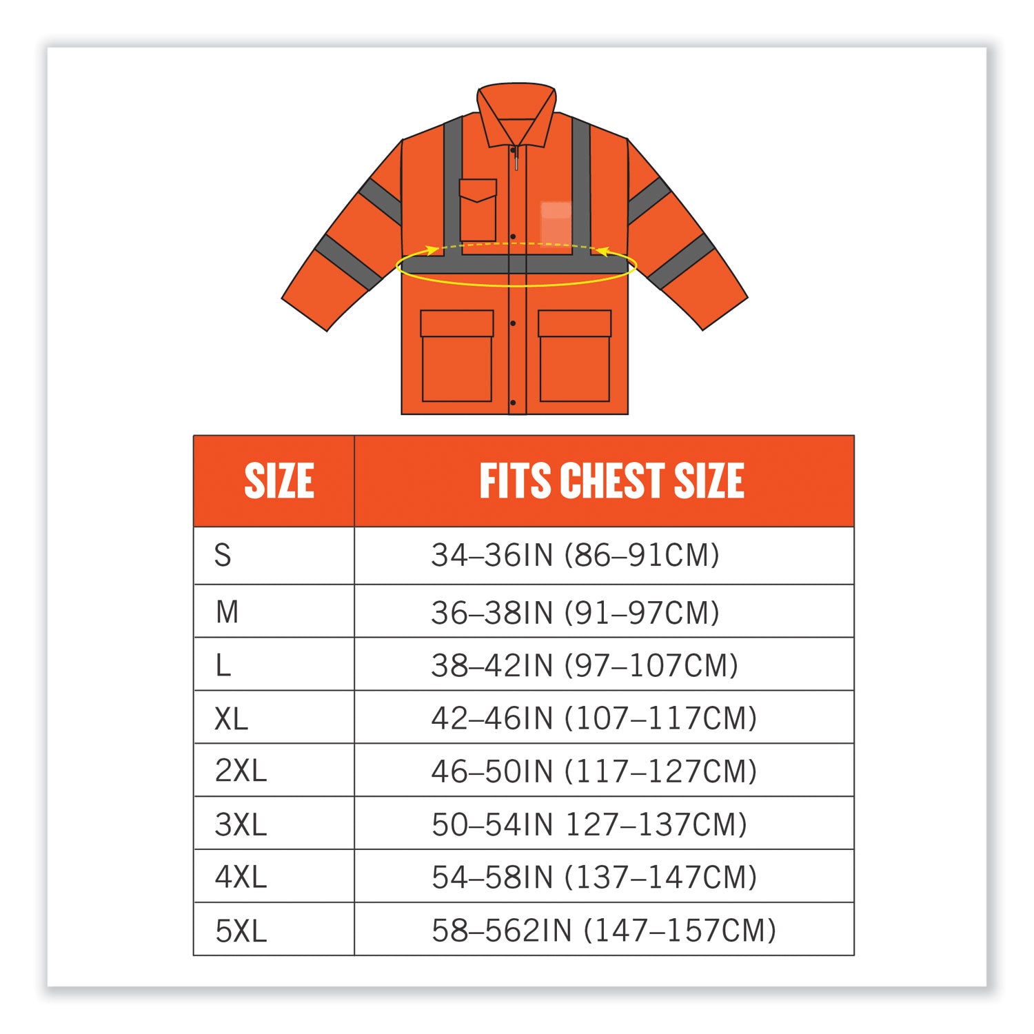 ergodyne® GloWear 8365 Class 3 Hi-Vis Rain Jacket, Polyester, 4X-Large, Orange