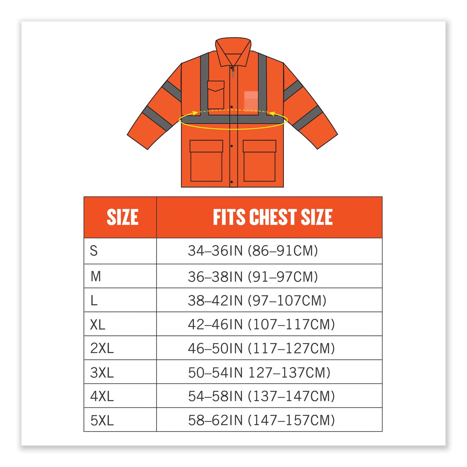 ergodyne® GloWear 8366 Class 3 Lightweight Hi-Vis Rain Jacket, Polyester, 3X-Large, Orange