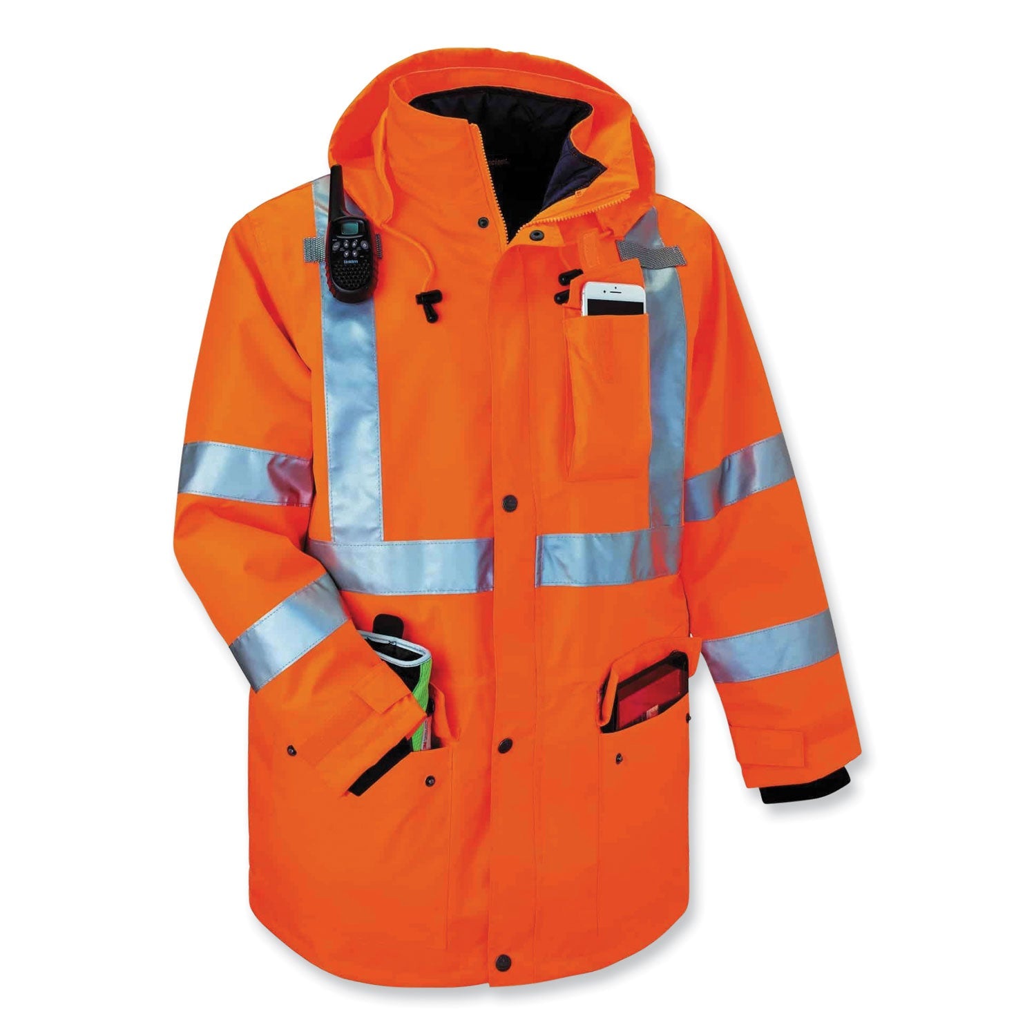ergodyne® GloWear 8385 Class 3 Hi-Vis 4-in-1 Jacket, Medium, Orange