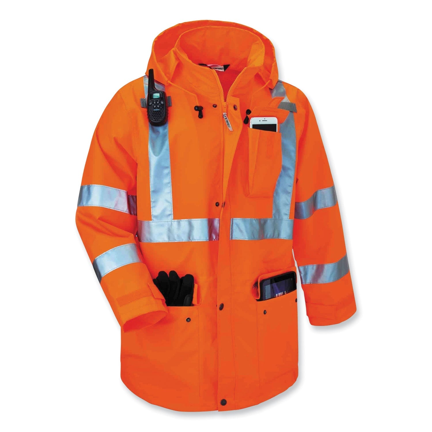 ergodyne® GloWear 8385 Class 3 Hi-Vis 4-in-1 Jacket, Medium, Orange