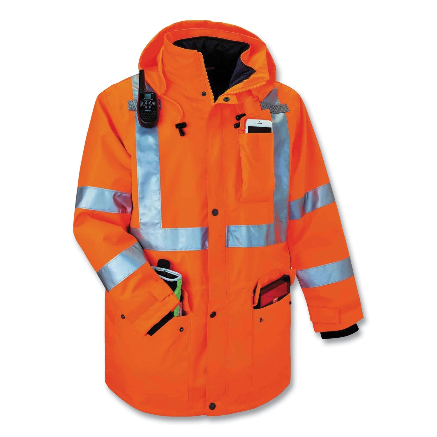 ergodyne® GloWear 8385 Class 3 Hi-Vis 4-in-1 Jacket, 3X-Large, Orange