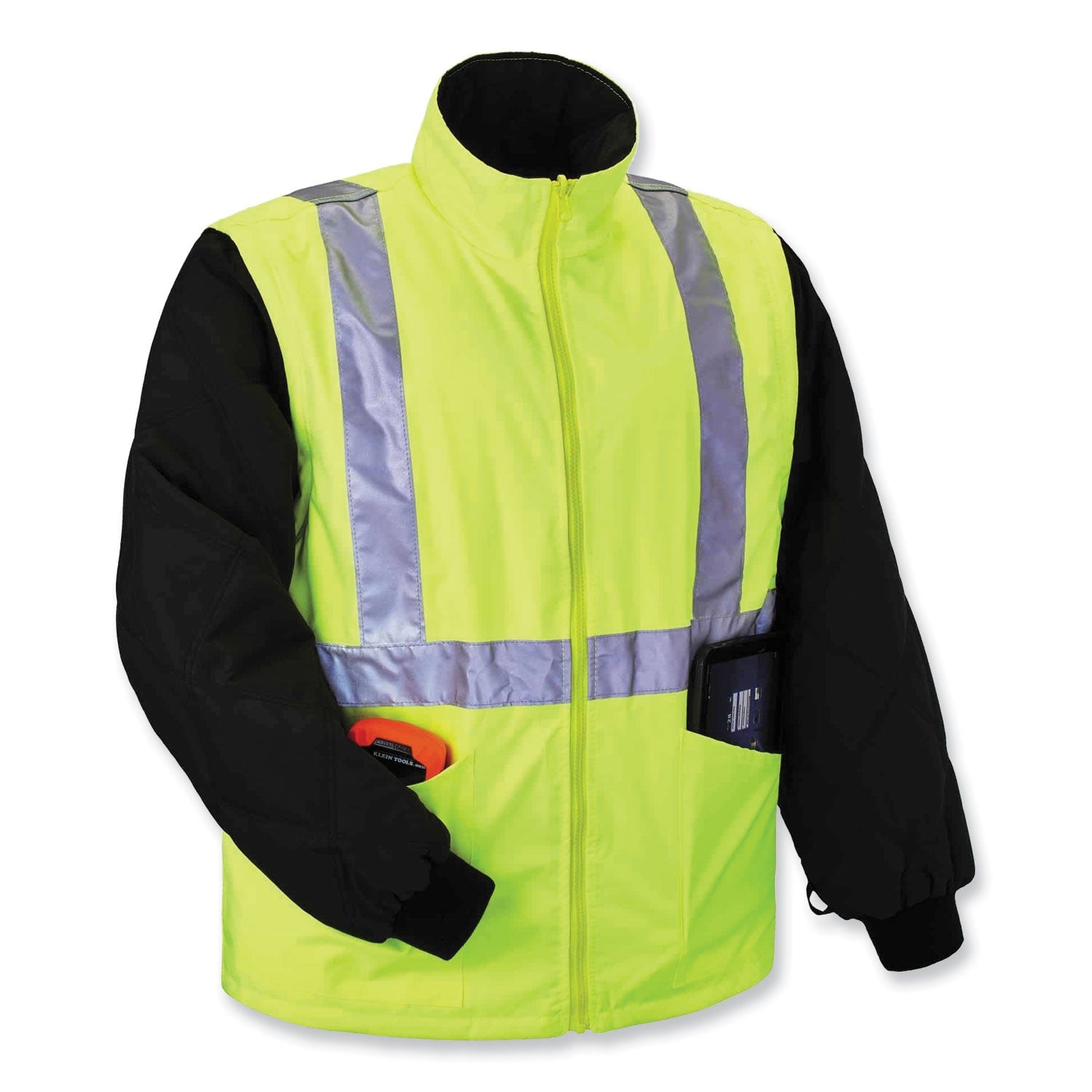 ergodyne® GloWear 8385 Class 3 Hi-Vis 4-in-1 Jacket, Medium, Lime