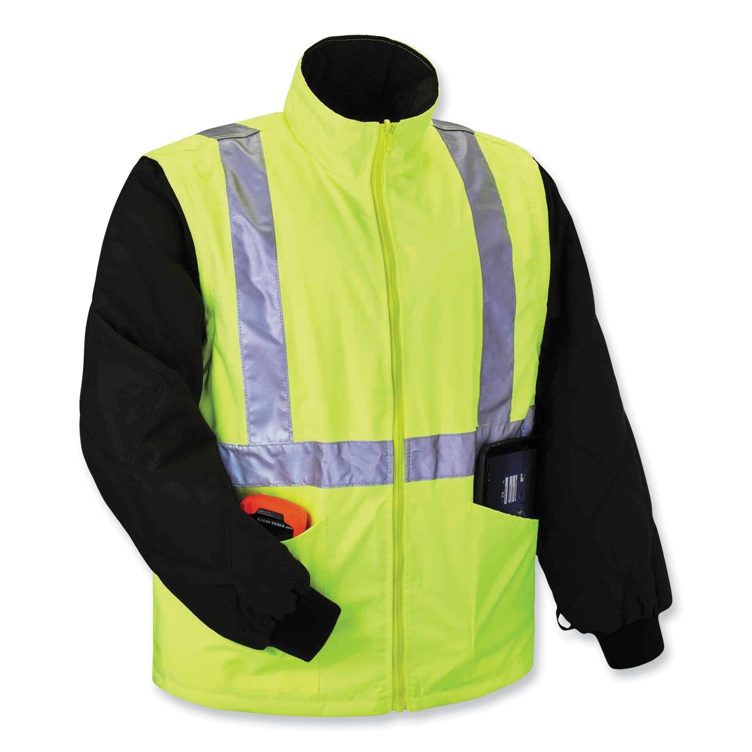 ergodyne® GloWear 8385 Class 3 Hi-Vis 4-in-1 Jacket, Large, Lime