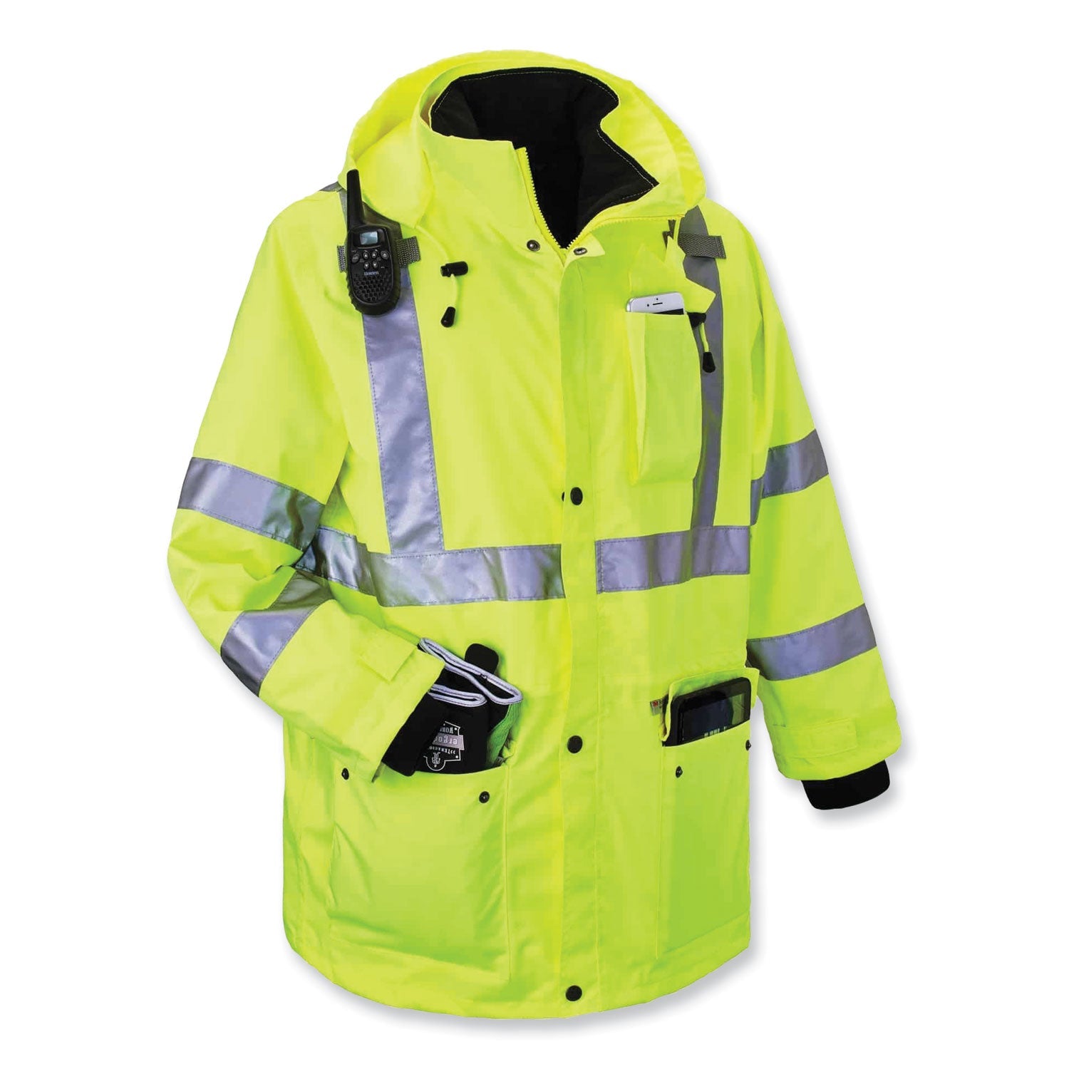 ergodyne® GloWear 8385 Class 3 Hi-Vis 4-in-1 Jacket, X-Large, Lime