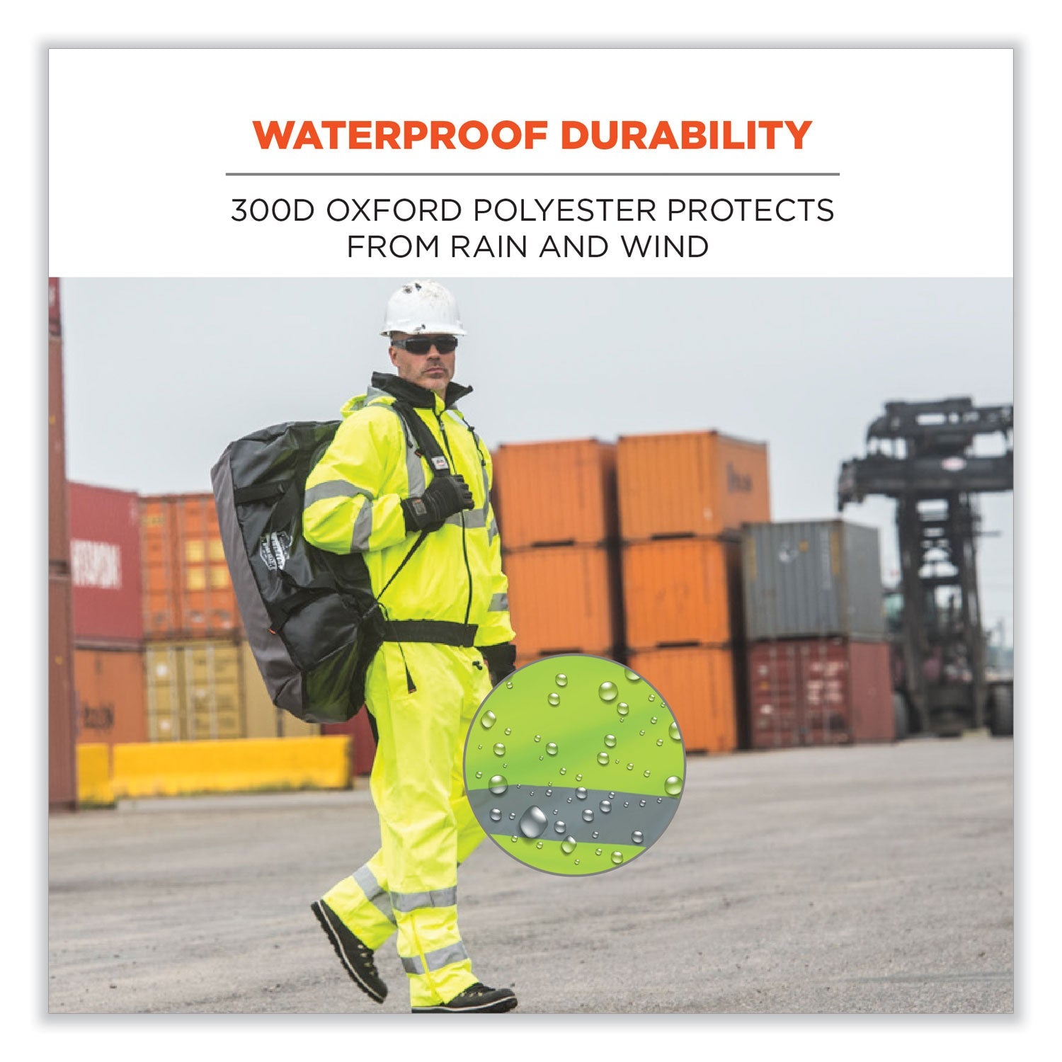 ergodyne® GloWear 8915 Class E Hi-Vis Rain Pants, Medium, Lime