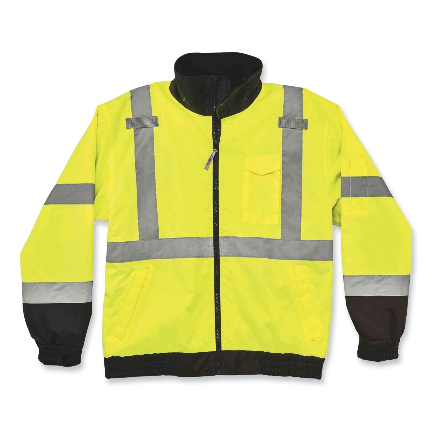 ergodyne® GloWear 8379 Class 3 Hi-Vis Fleece Lined Bomber Jacket, Lime, 2X-Large