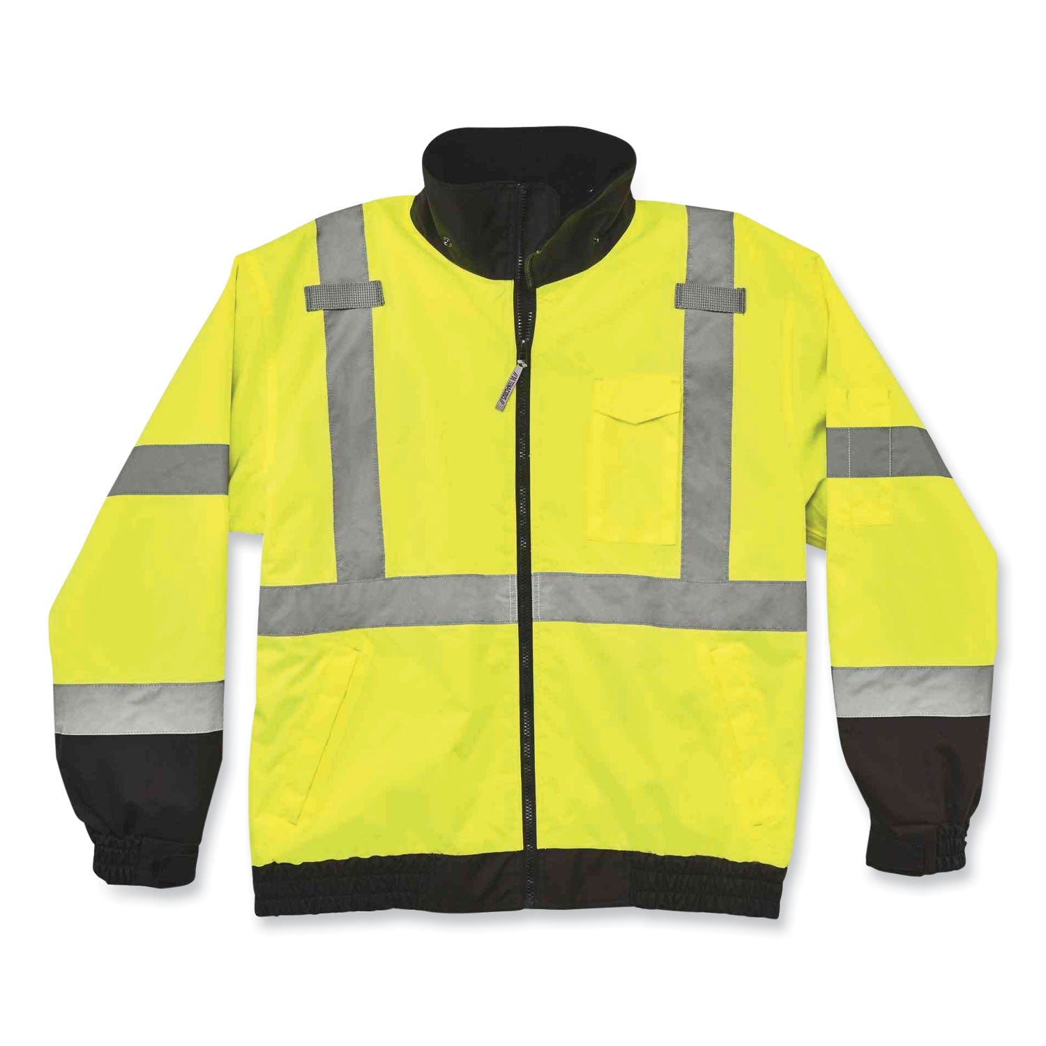 ergodyne® GloWear 8379 Class 3 Hi-Vis Fleece Lined Bomber Jacket, Lime, 3X-Large