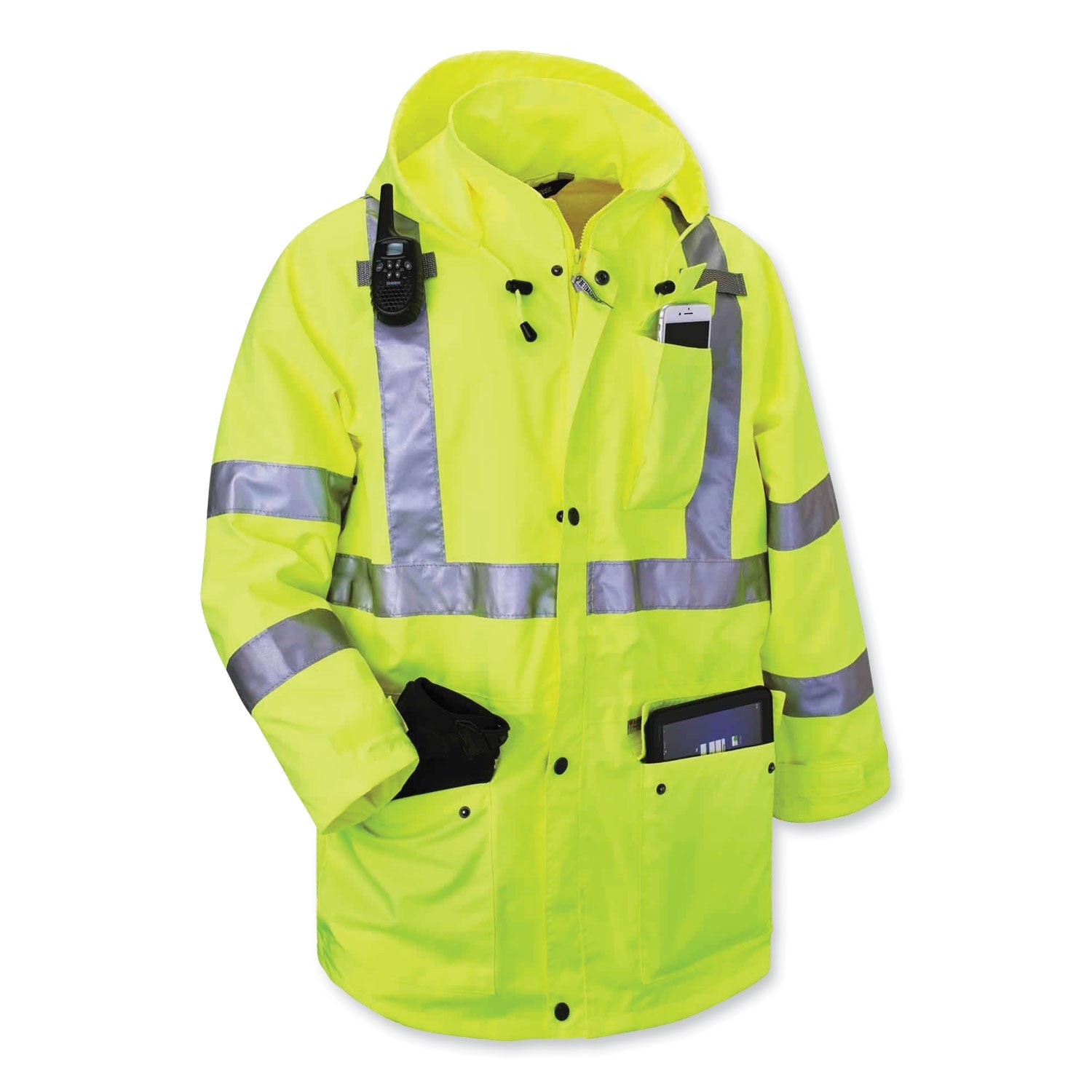ergodyne® GloWear 8385 Class 3 Hi-Vis 4-in-1 Jacket, Medium, Lime