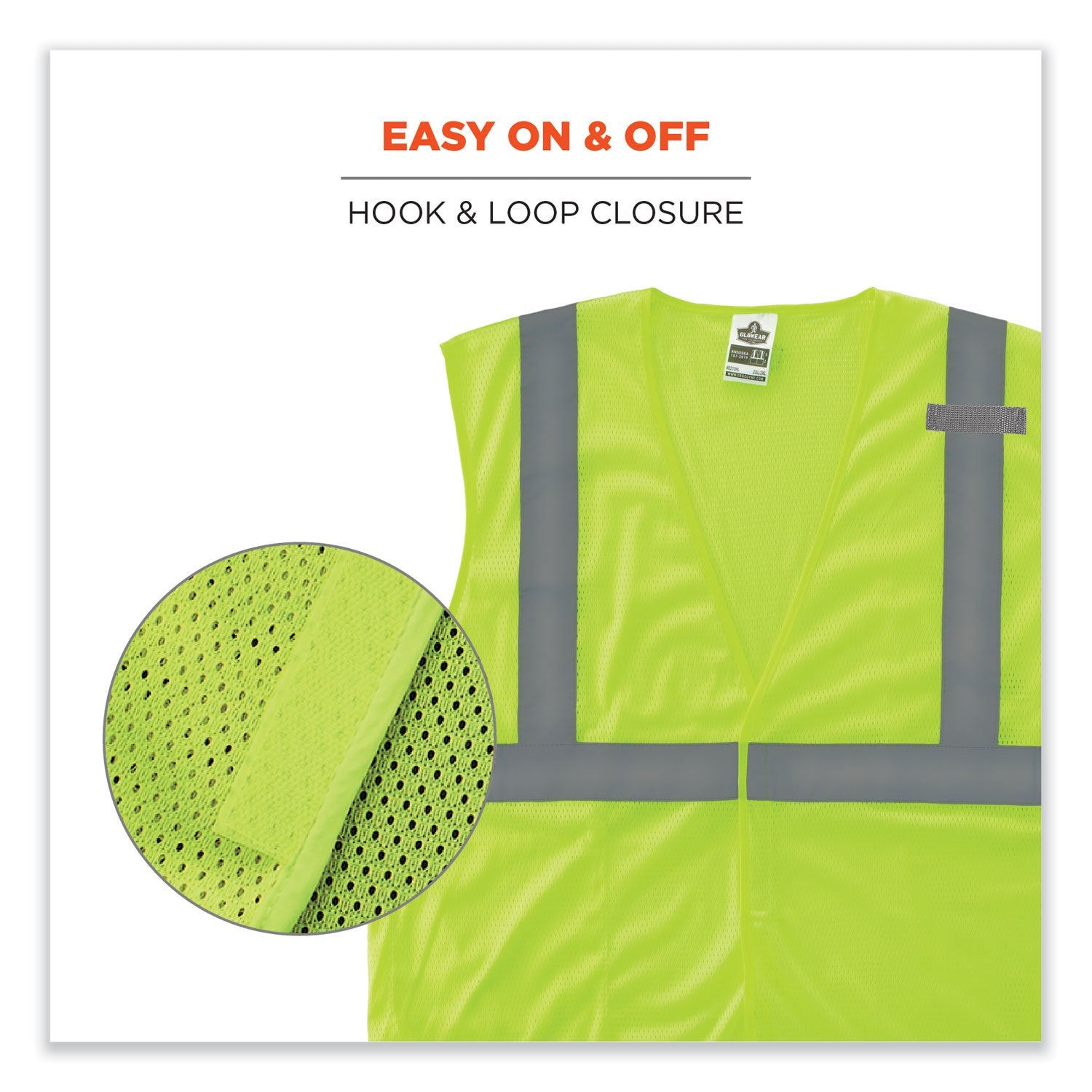 ergodyne® GloWear 8210HL-S Single Size Class 2 Economy Mesh Vest, Polyester, X-Small, Lime