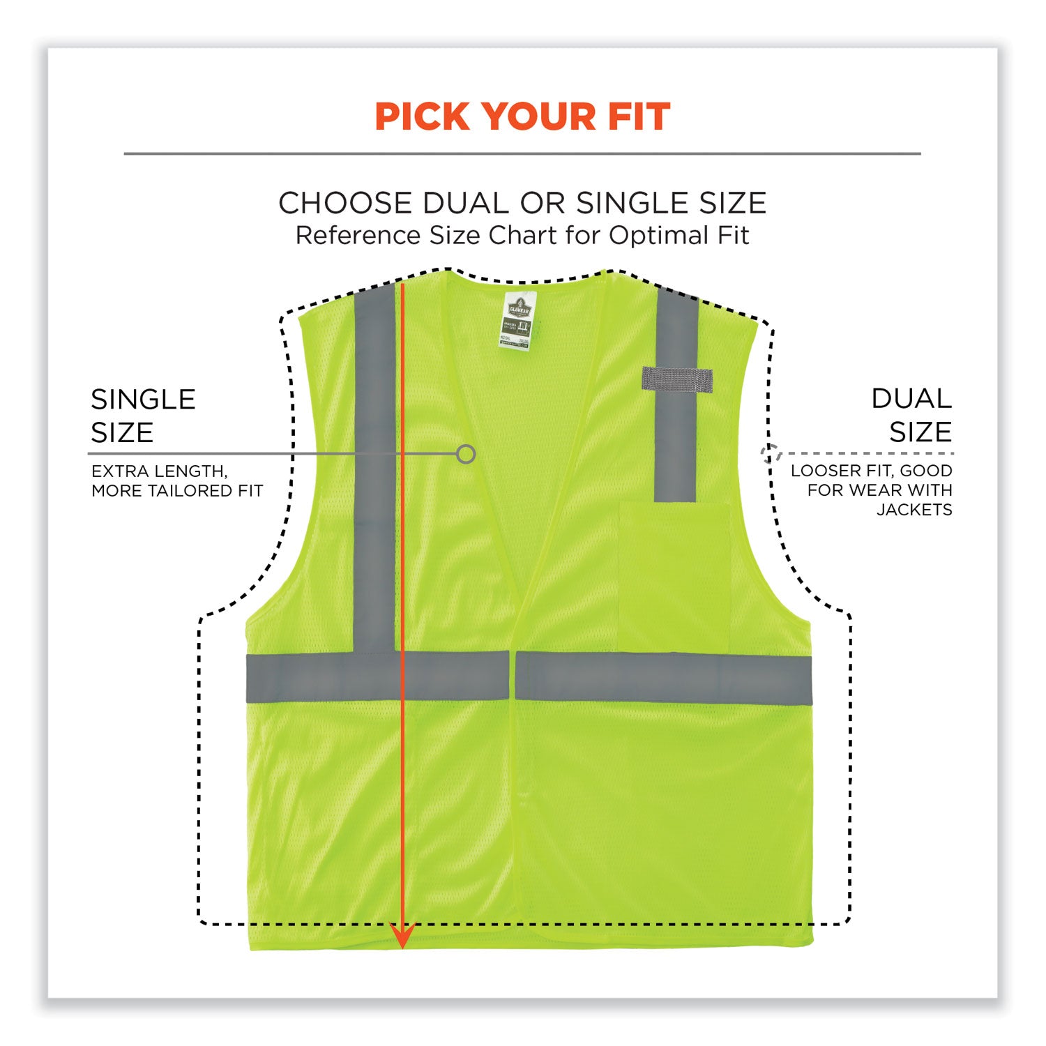 ergodyne® GloWear 8210HL-S Single Size Class 2 Economy Mesh Vest, Polyester, X-Small, Lime