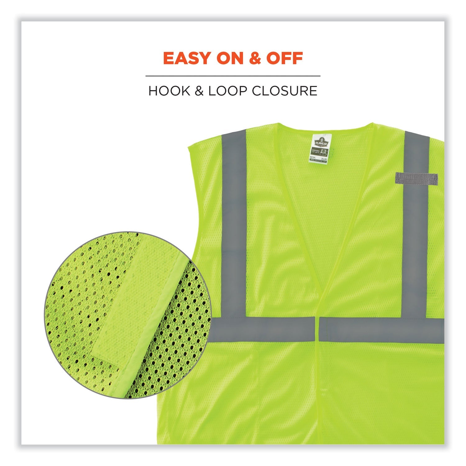 ergodyne® GloWear 8210HL-S Single Size Class 2 Economy Mesh Vest, Polyester, Small, Lime