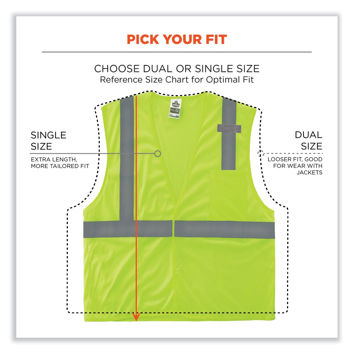 ergodyne® GloWear 8210HL-S Single Size Class 2 Economy Mesh Vest, Polyester, Medium, Lime