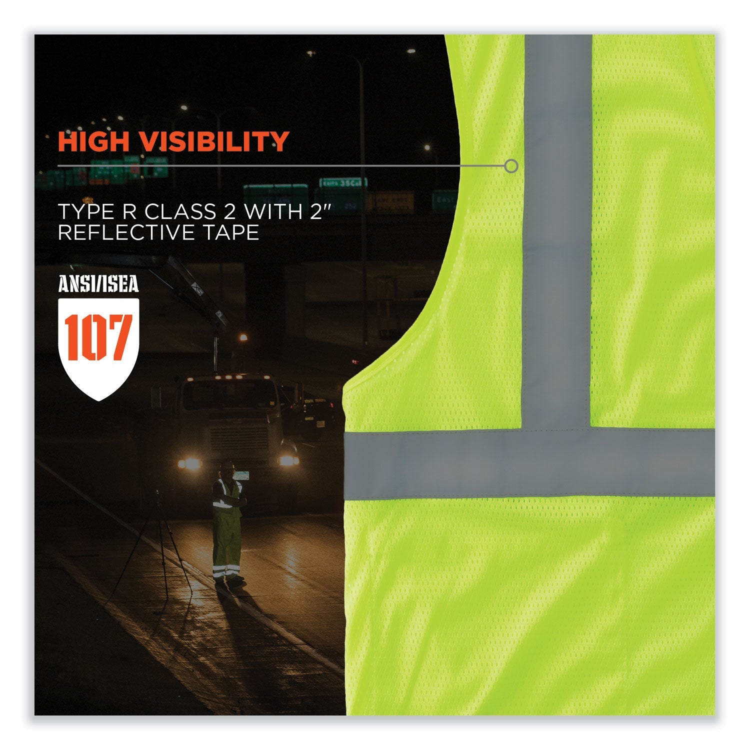 ergodyne® GloWear 8210HL-S Single Size Class 2 Economy Mesh Vest, Polyester, 2X-Large, Lime