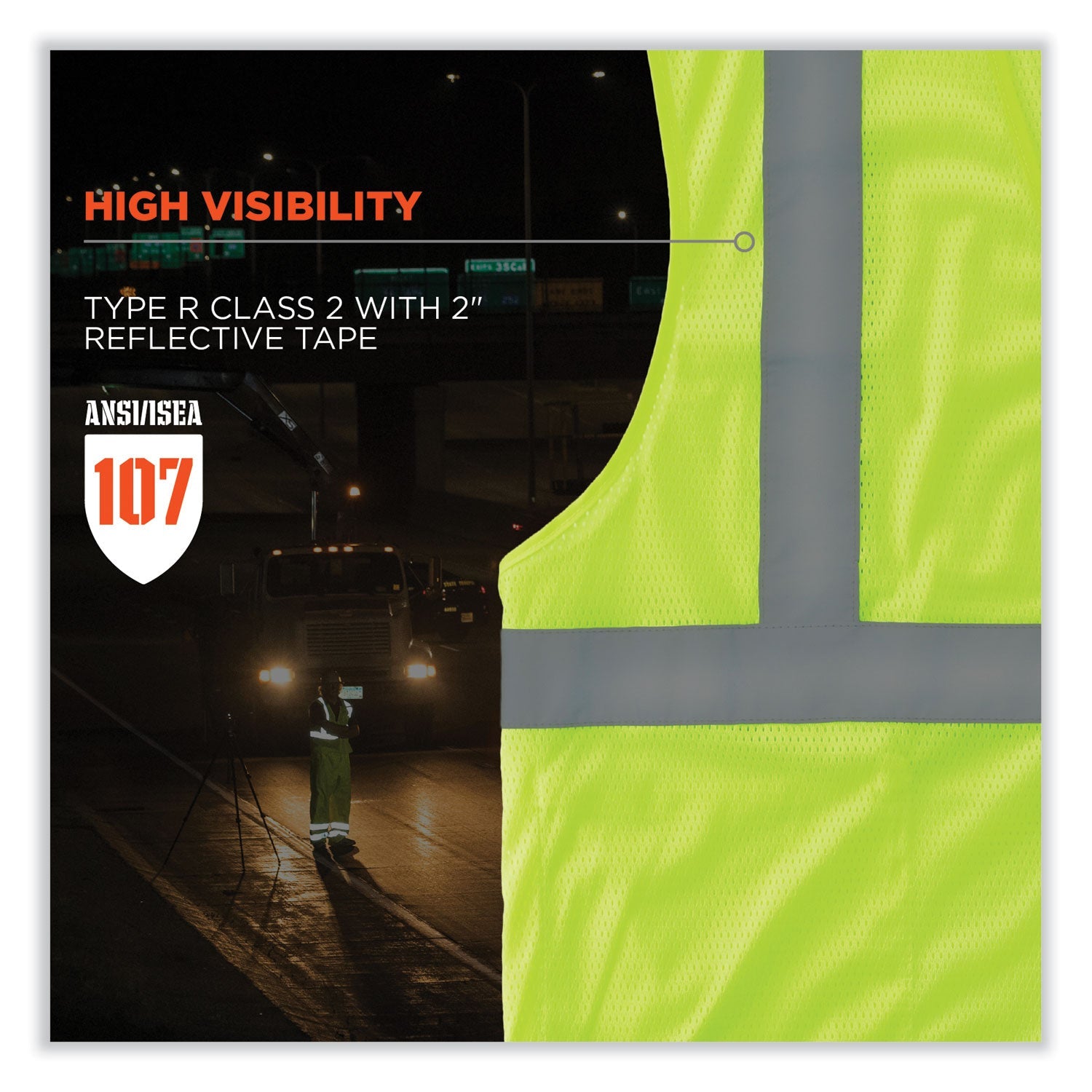 ergodyne® GloWear 8210HL-S Single Size Class 2 Economy Mesh Vest, Polyester, 4X-Large, Lime