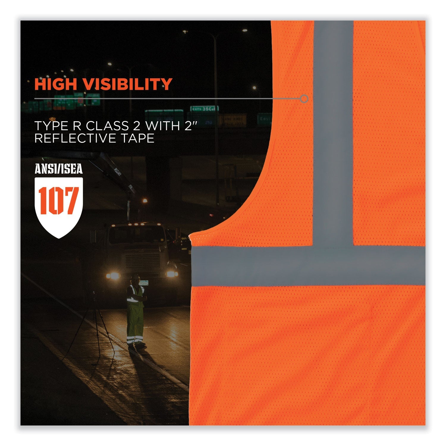 ergodyne® GloWear 8210HL-S Single Size Class 2 Economy Mesh Vest, Polyester, Small, Orange