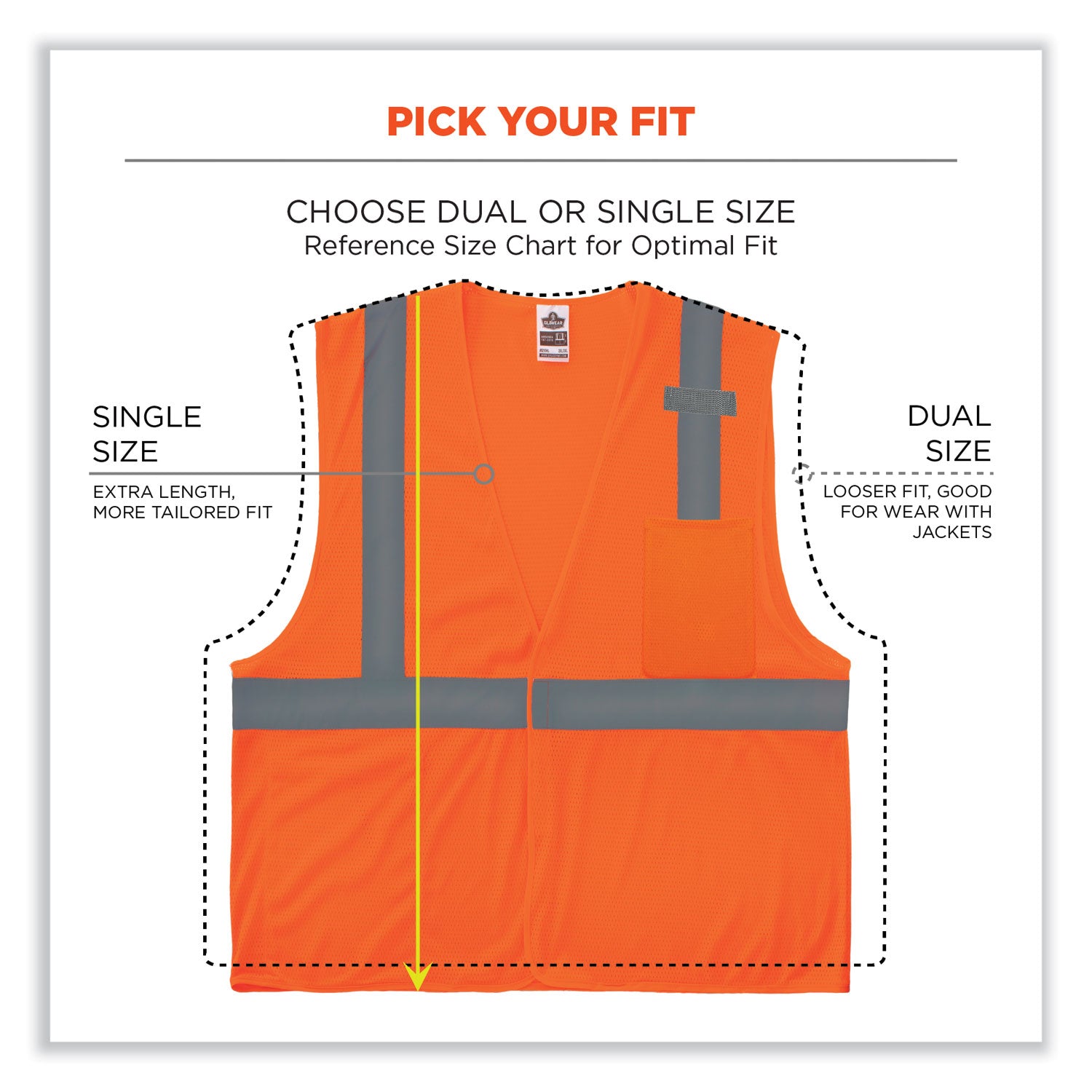 ergodyne® GloWear 8210HL-S Single Size Class 2 Economy Mesh Vest, Polyester, Small, Orange