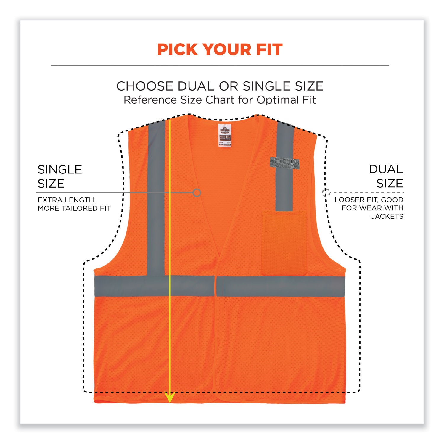 ergodyne® GloWear 8210HL-S Single Size Class 2 Economy Mesh Vest, Polyester, X-Large, Orange