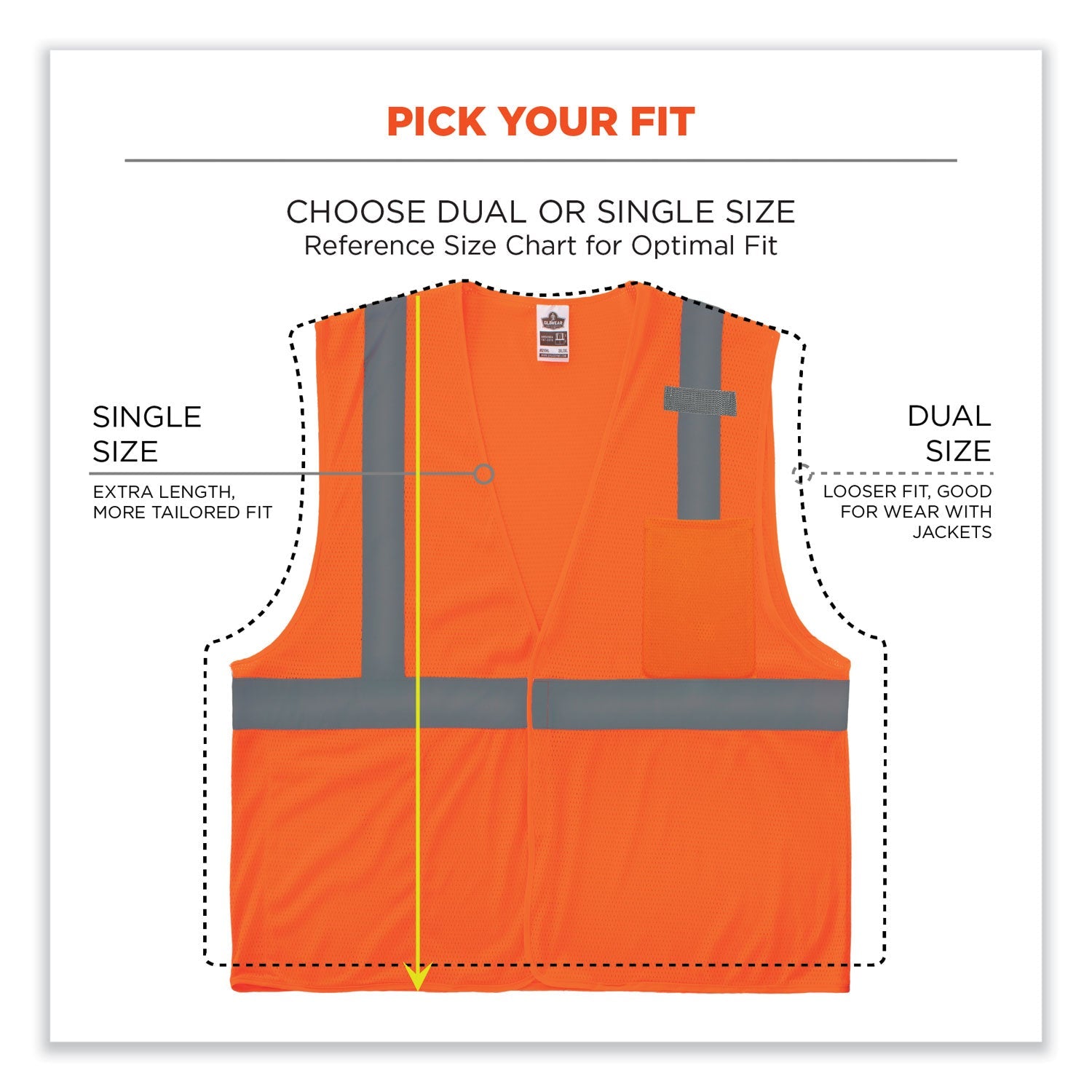 ergodyne® GloWear 8210HL-S Single Size Class 2 Economy Mesh Vest, Polyester, 5X-Large, Orange