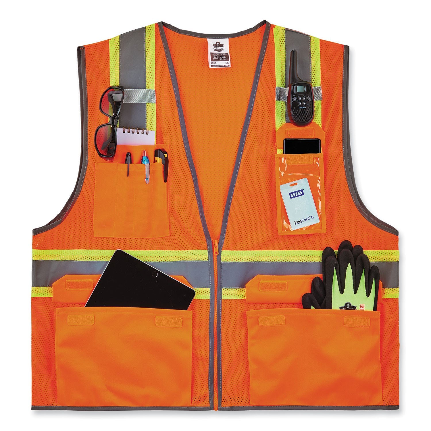 ergodyne® GloWear 8246Z-S Single Size Class 2 Two-Tone Mesh Vest, Polyester, 2X-Large, Orange