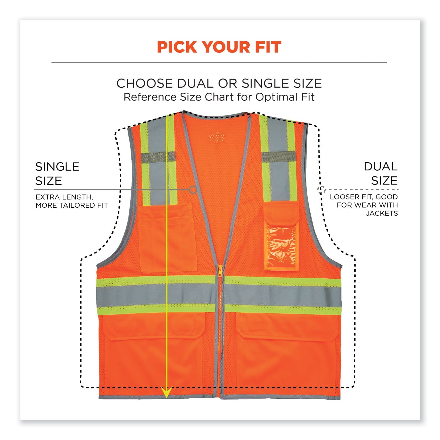 ergodyne® GloWear 8246Z-S Single Size Class 2 Two-Tone Mesh Vest, Polyester, Large, Orange