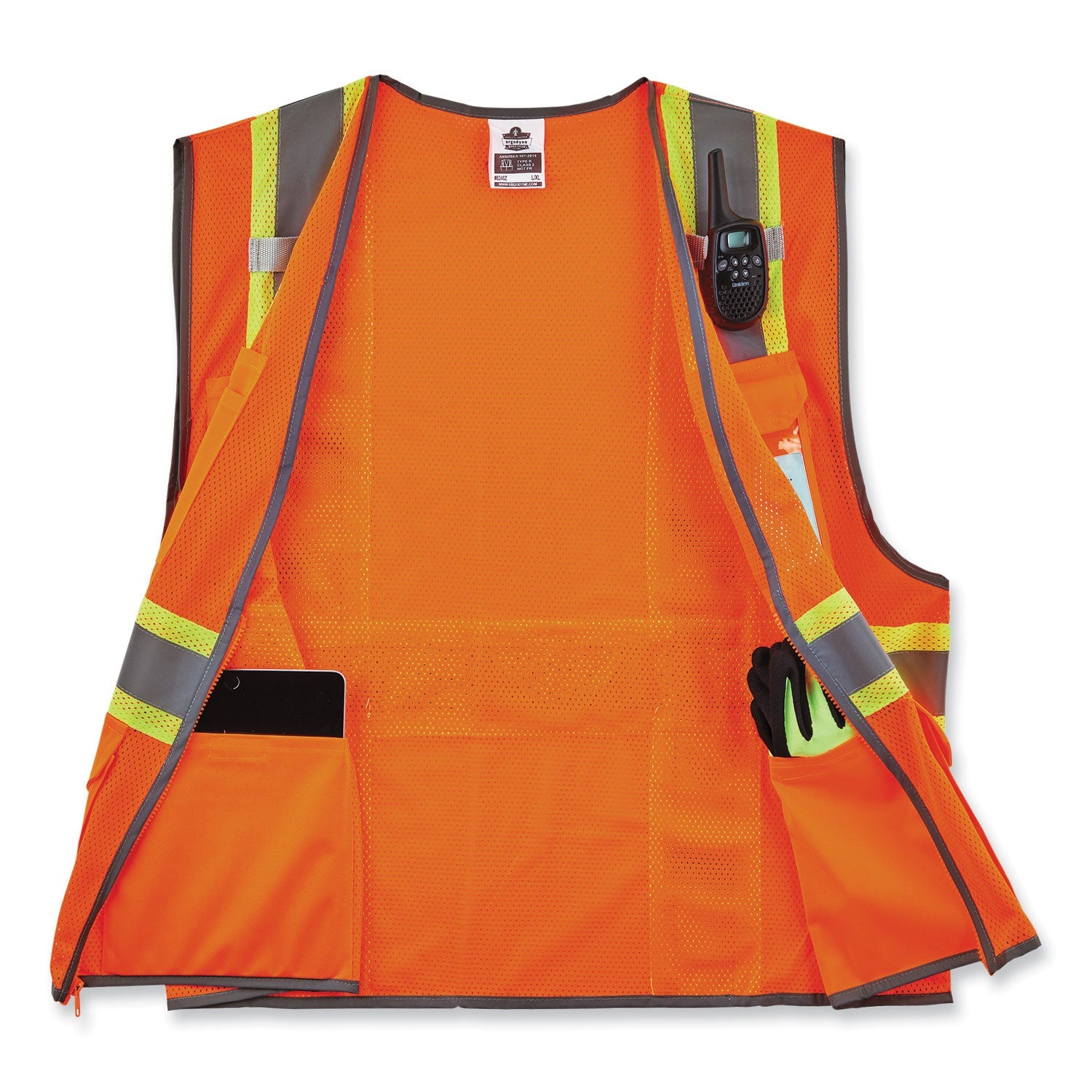 ergodyne® GloWear 8246Z-S Single Size Class 2 Two-Tone Mesh Vest, Polyester, Medium, Orange