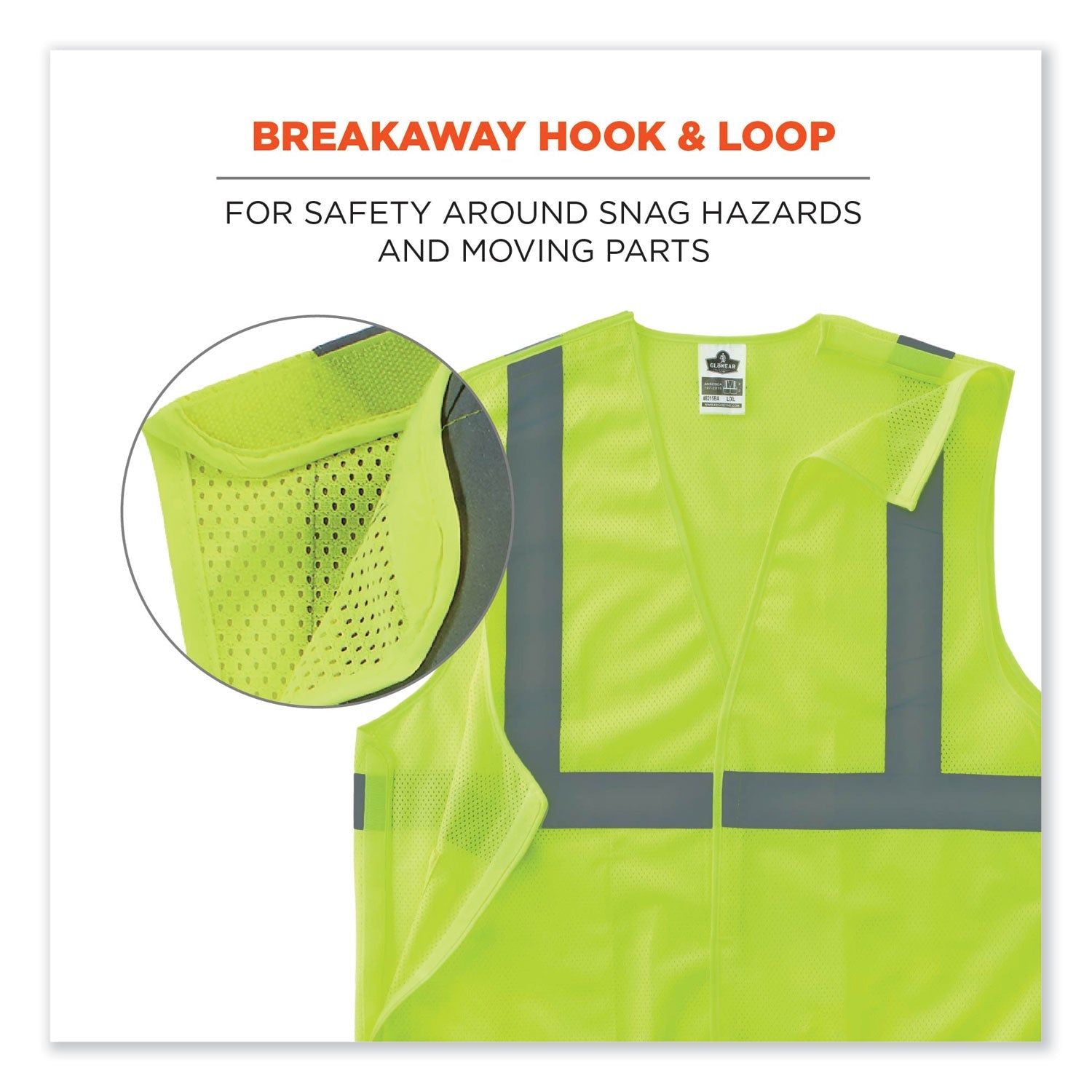 ergodyne® GloWear 8215BA-S Single Size Class 2 Economy Breakaway Mesh Vest, Polyester, 4X-Large, Lime