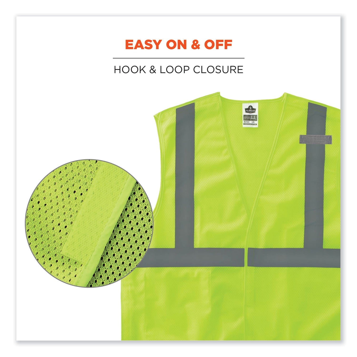 ergodyne® GloWear 8215BA-S Single Size Class 2 Economy Breakaway Mesh Vest, Polyester, 2X-Large, Lime