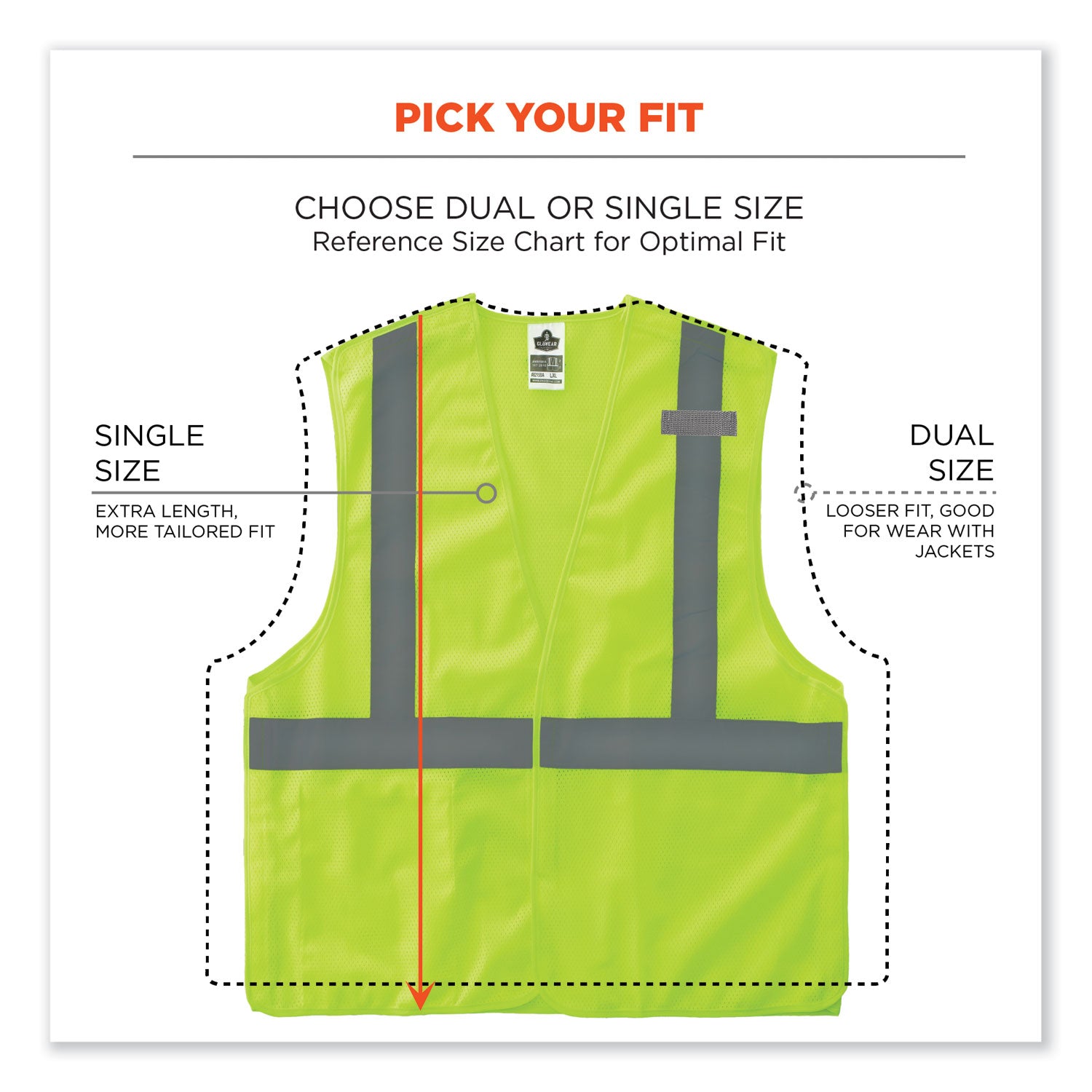 ergodyne® GloWear 8215BA-S Single Size Class 2 Economy Breakaway Mesh Vest, Polyester, X-Large, Lime